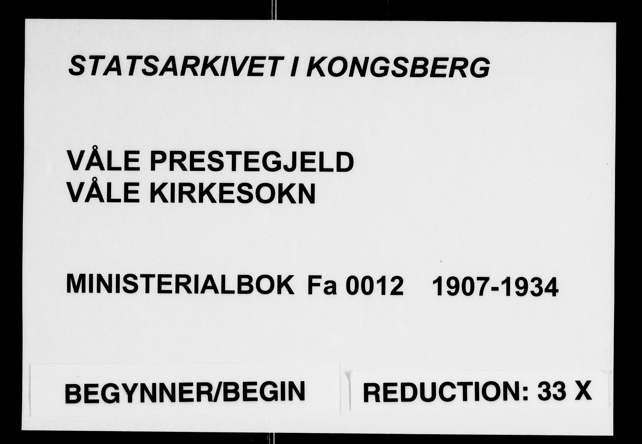 Våle kirkebøker, SAKO/A-334/F/Fa/L0012: Ministerialbok nr. I 12, 1907-1934