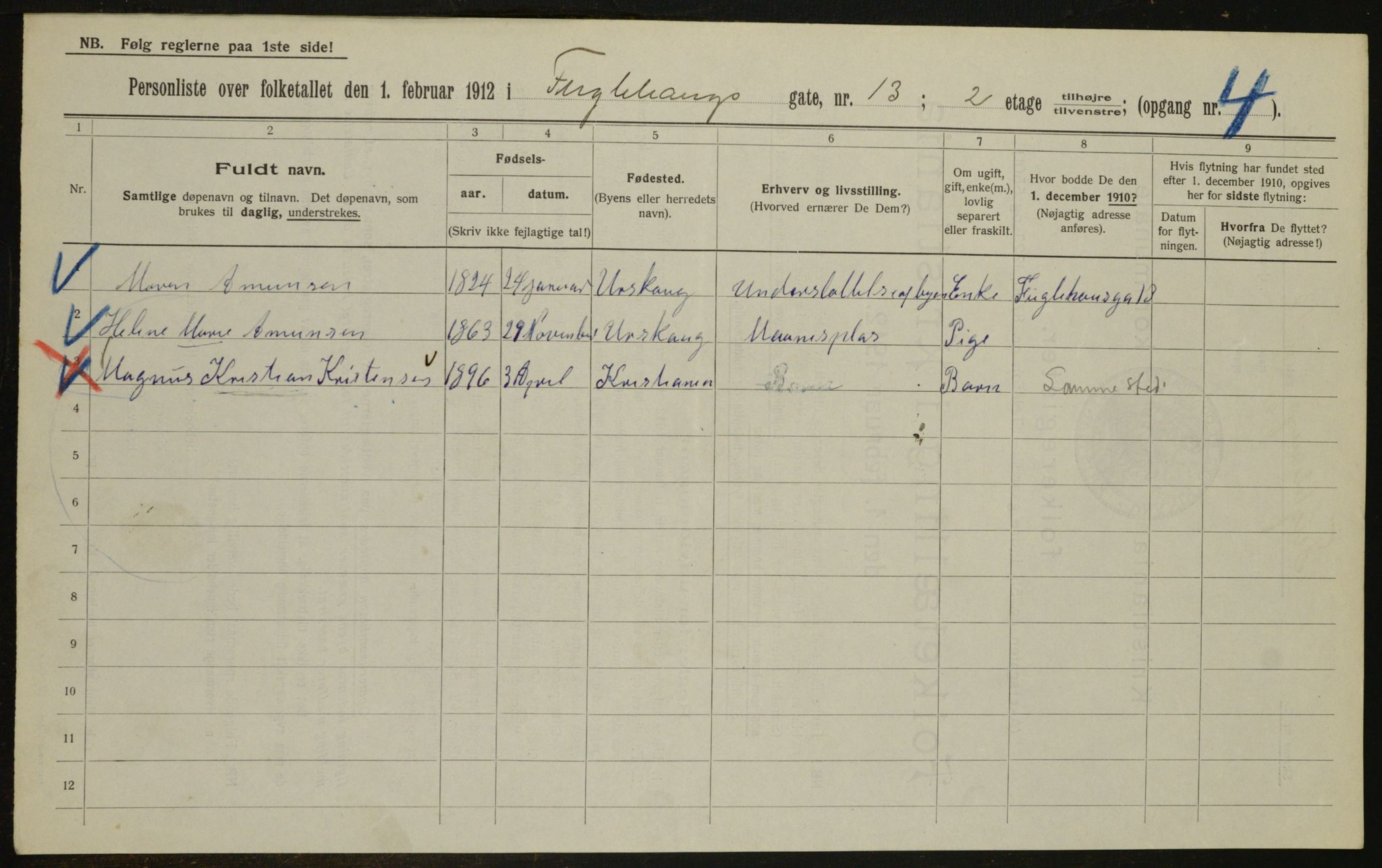 OBA, Kommunal folketelling 1.2.1912 for Kristiania, 1912, s. 28321