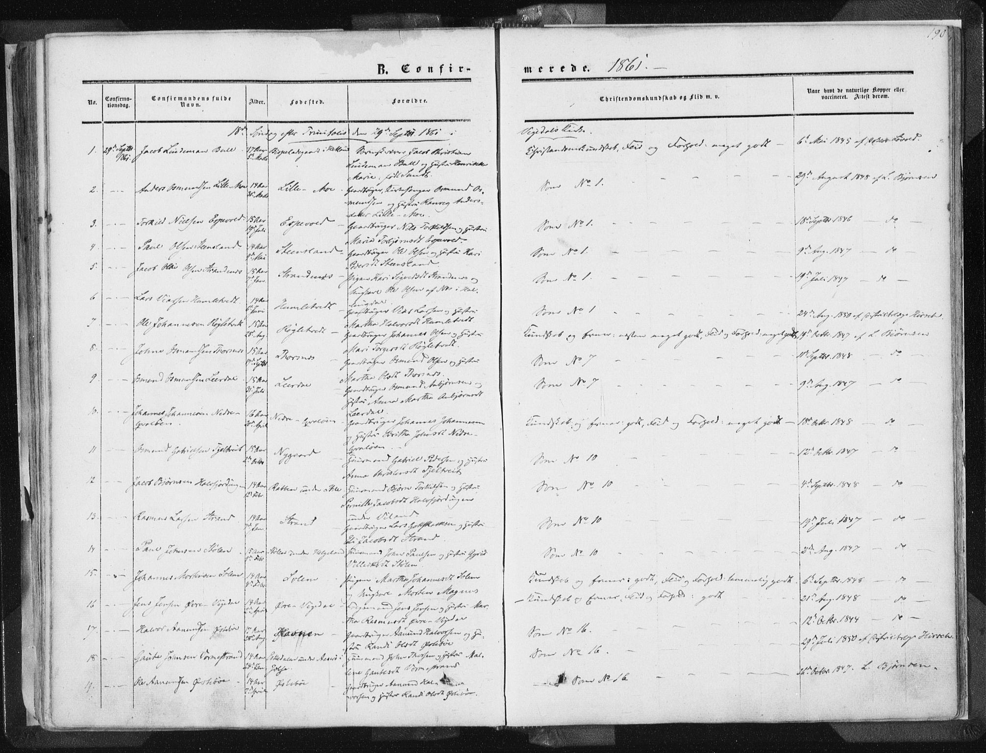 Vikedal sokneprestkontor, AV/SAST-A-101840/01/IV: Ministerialbok nr. A 6.1, 1851-1867, s. 190