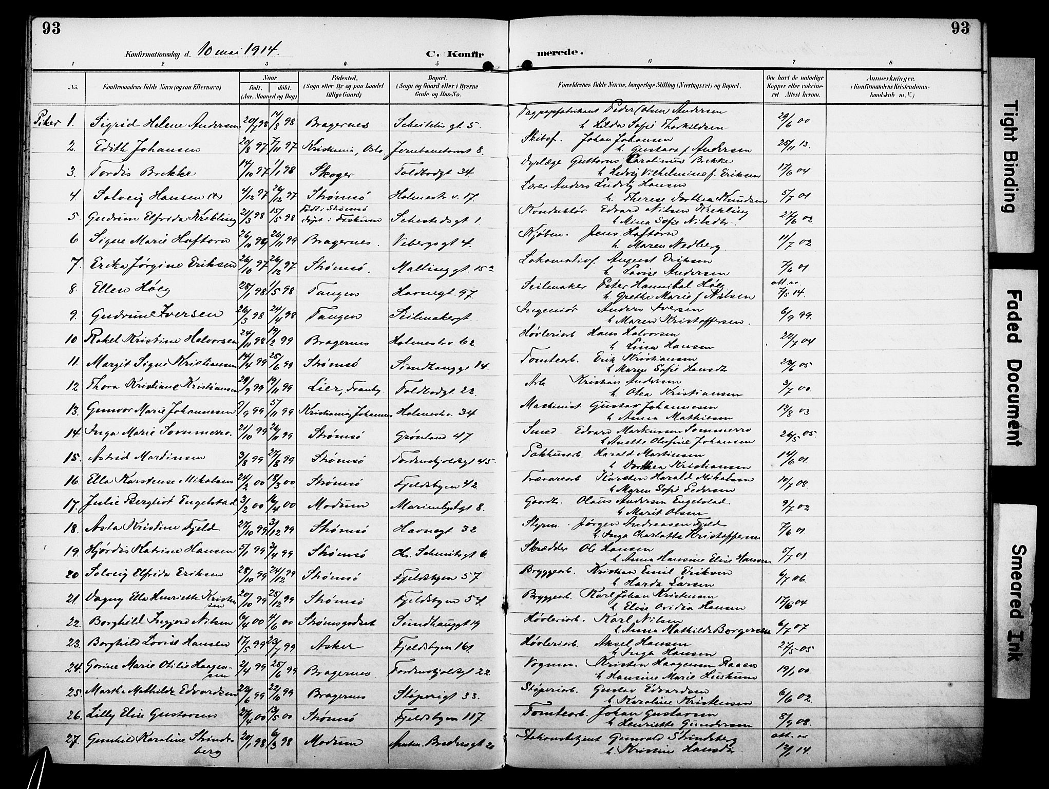 Strømsø kirkebøker, AV/SAKO-A-246/F/Fa/L0025: Ministerialbok nr. I 25, 1893-1922, s. 93