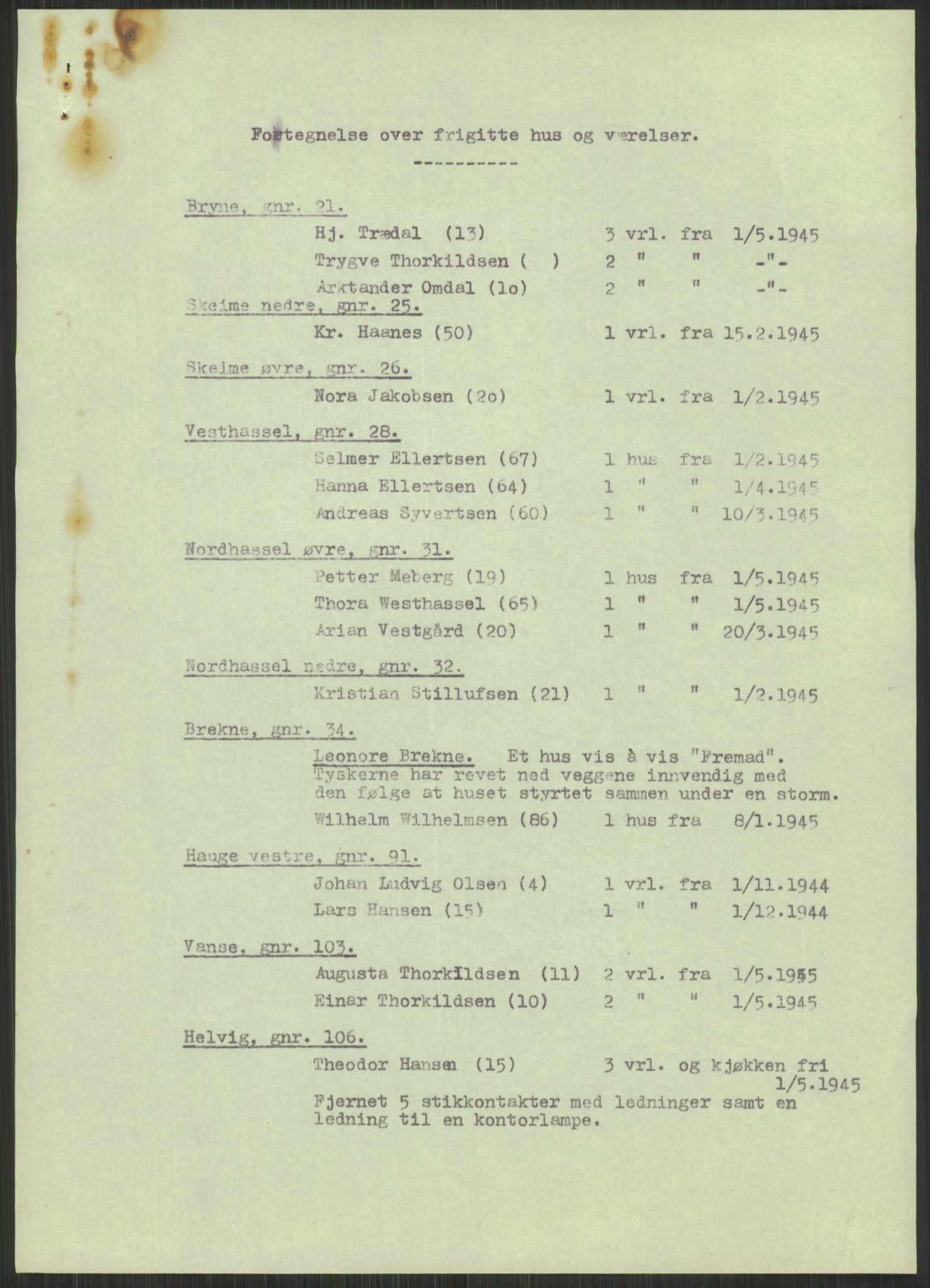 Forsvarsdepartementet, 10. kontor / Oppgjørskontoret, AV/RA-RAFA-1225/D/Db/L0182: Lista oppgjørskontor, 1942-1950, s. 443