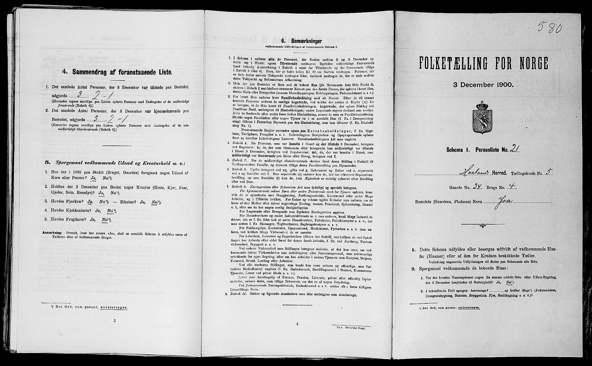 SAST, Folketelling 1900 for 1124 Haaland herred, 1900, s. 856
