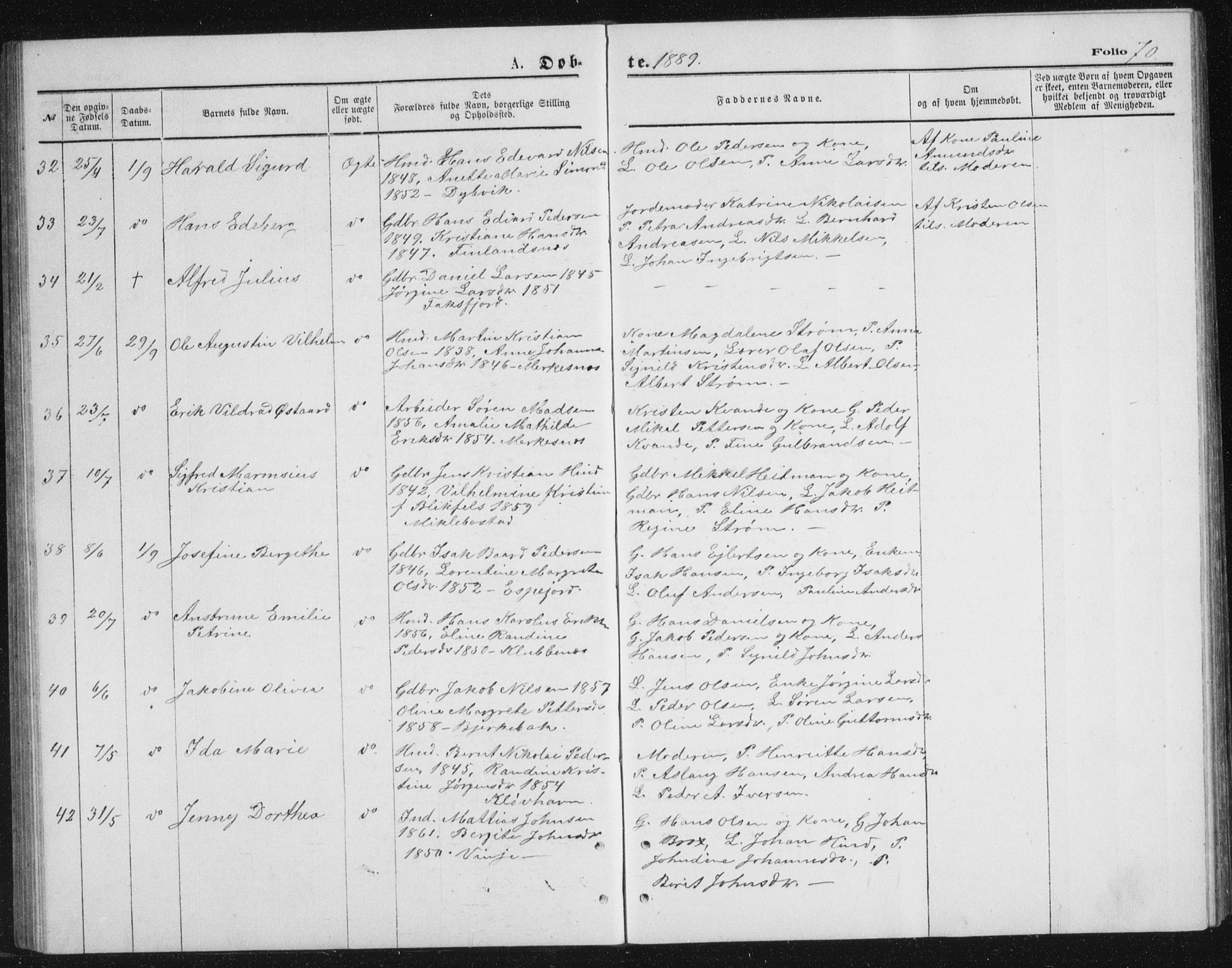 Tranøy sokneprestkontor, AV/SATØ-S-1313/I/Ia/Iab/L0013klokker: Klokkerbok nr. 13, 1874-1896, s. 70