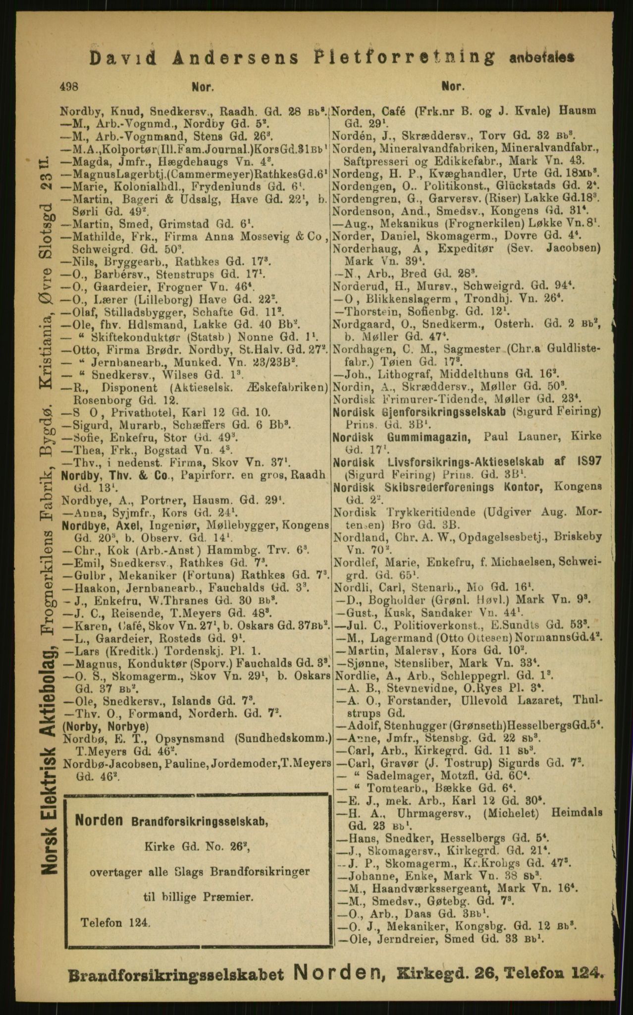 Kristiania/Oslo adressebok, PUBL/-, 1899, s. 498