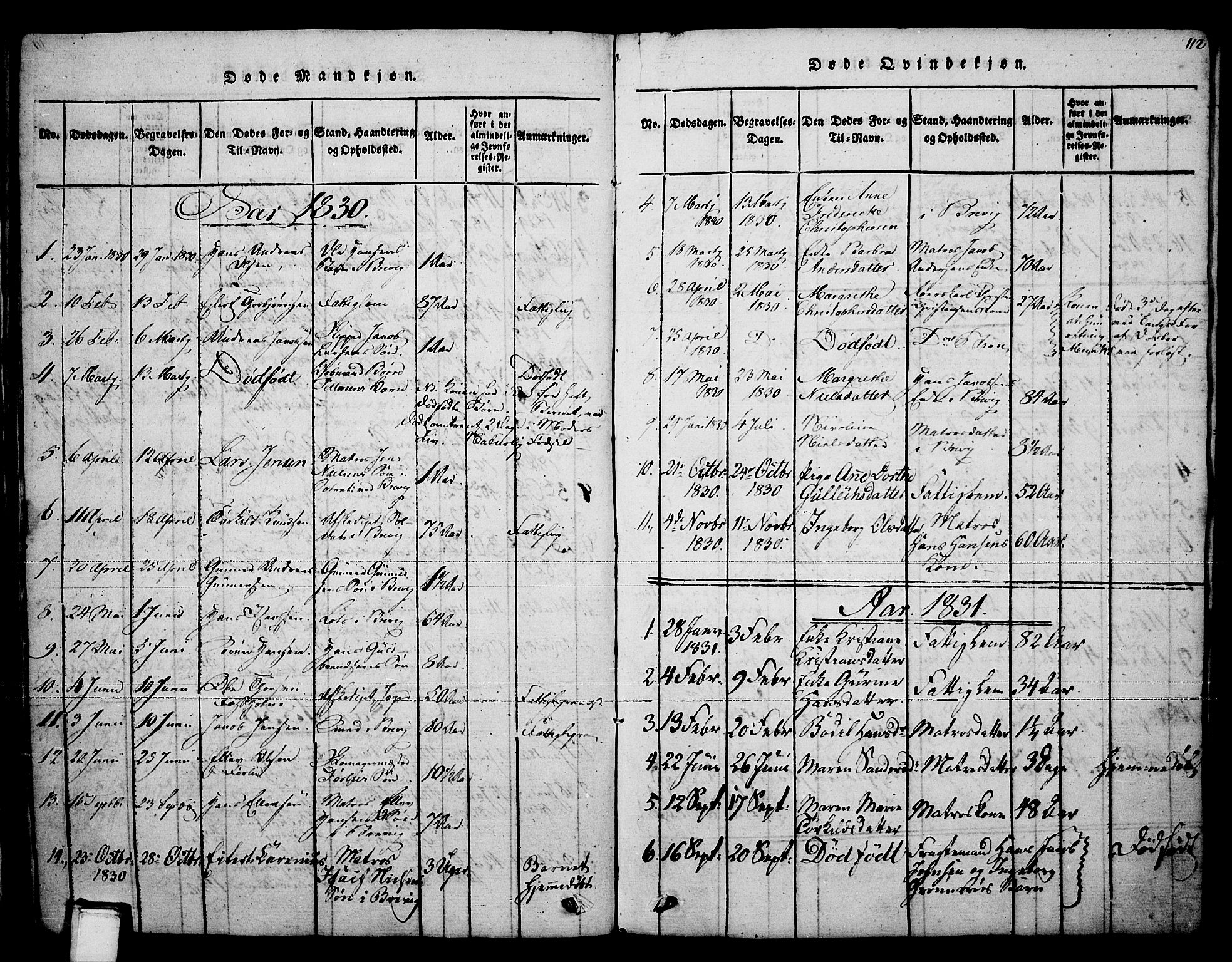 Brevik kirkebøker, AV/SAKO-A-255/F/Fa/L0004: Ministerialbok nr. 4, 1814-1846, s. 112