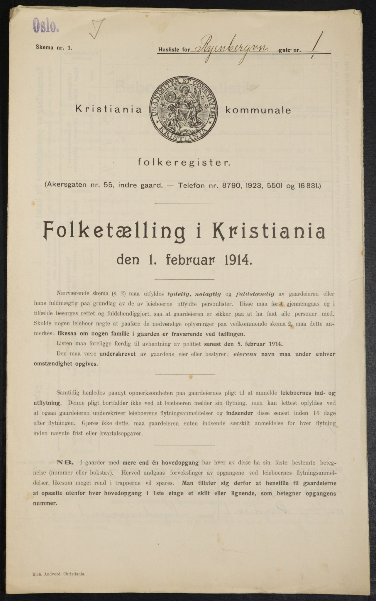OBA, Kommunal folketelling 1.2.1914 for Kristiania, 1914, s. 85480