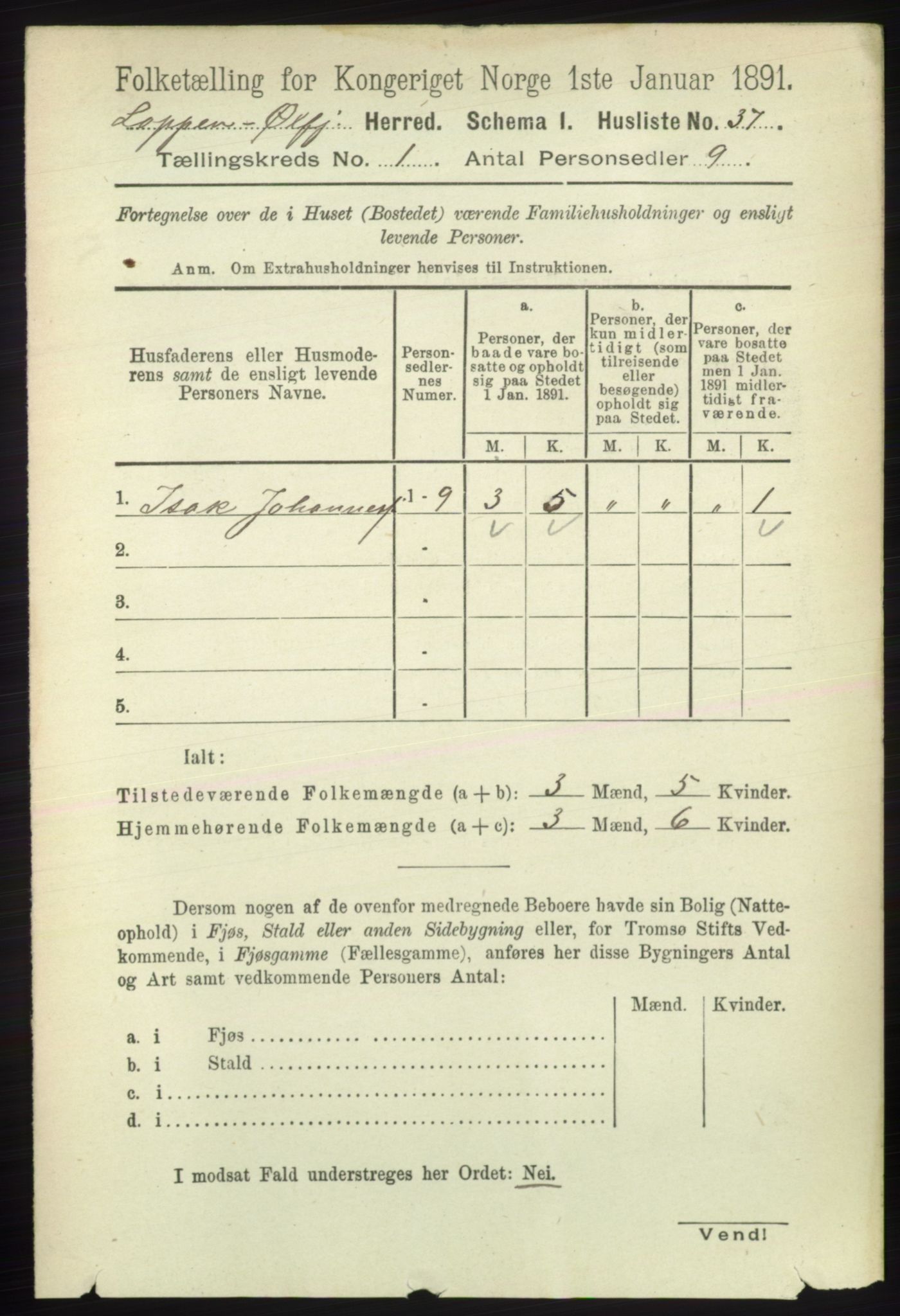 RA, Folketelling 1891 for 2014 Loppa herred, 1891, s. 55