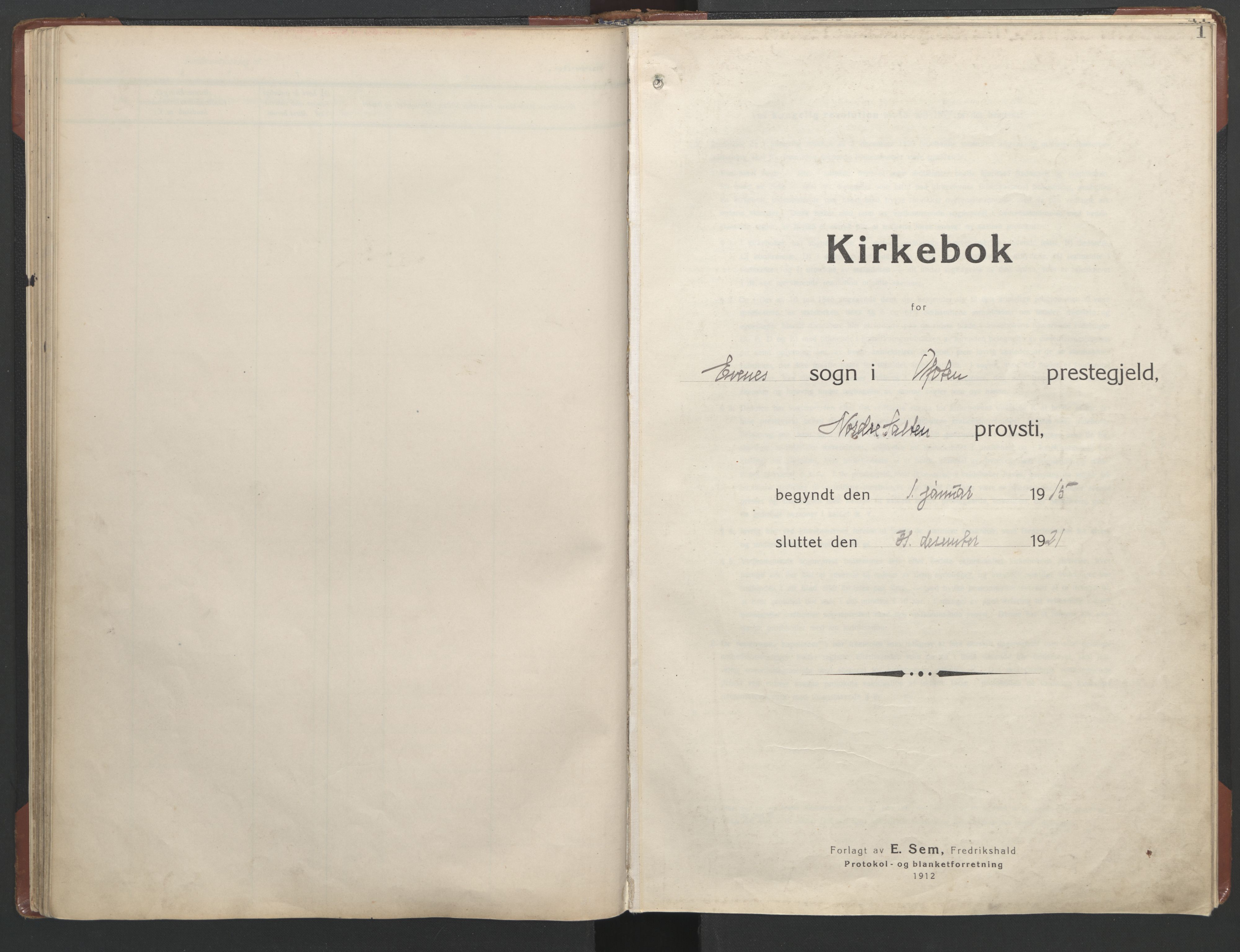 Ministerialprotokoller, klokkerbøker og fødselsregistre - Nordland, AV/SAT-A-1459/863/L0918: Klokkerbok nr. 863C08, 1906-1921, s. 1