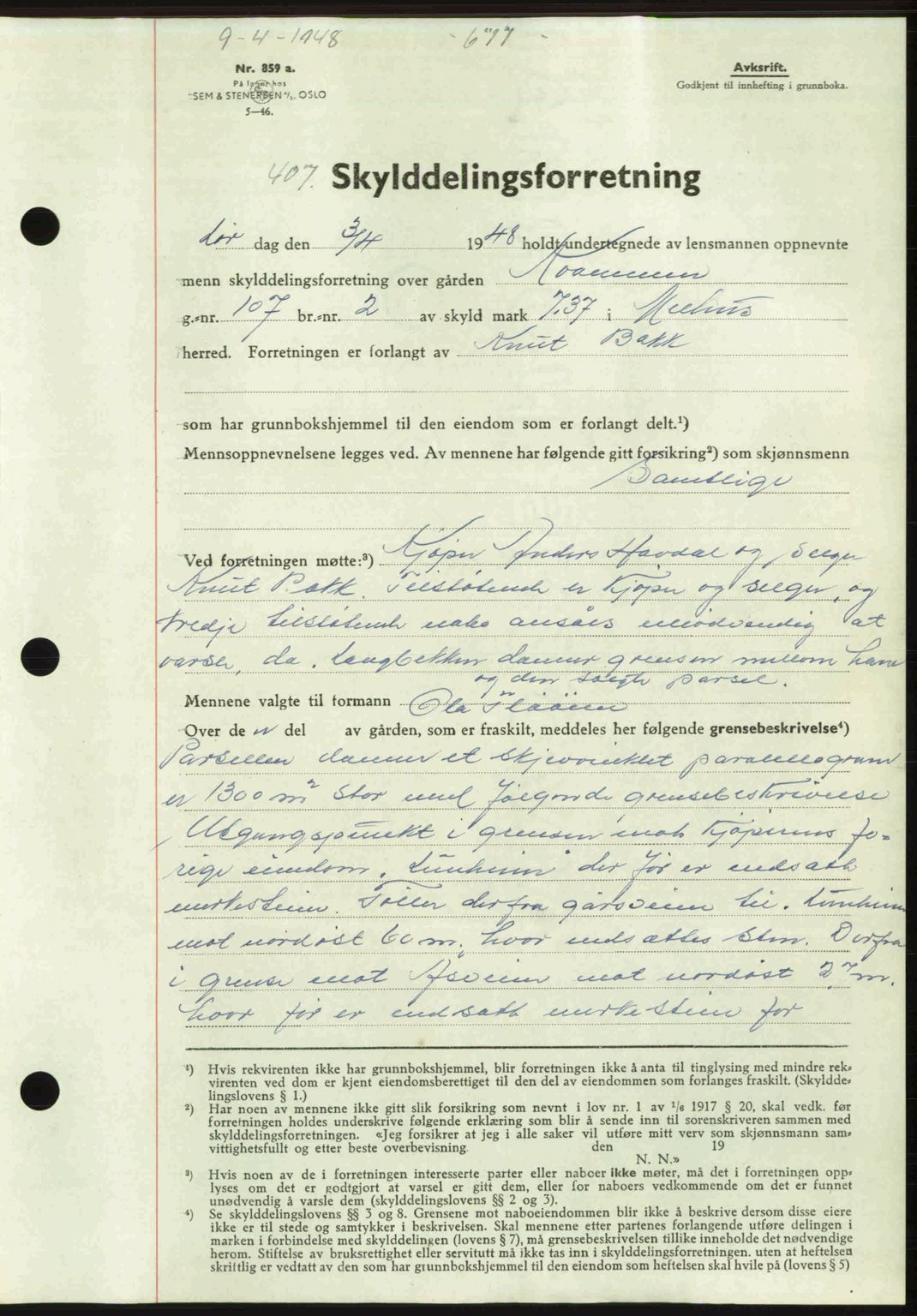 Gauldal sorenskriveri, SAT/A-0014/1/2/2C: Pantebok nr. A5, 1947-1948, Dagboknr: 407/1948