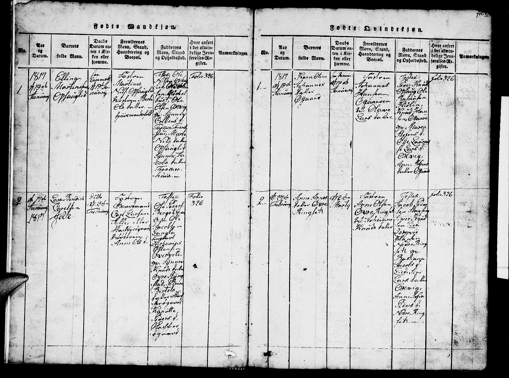 Ministerialprotokoller, klokkerbøker og fødselsregistre - Møre og Romsdal, SAT/A-1454/520/L0289: Klokkerbok nr. 520C01, 1817-1837, s. 2