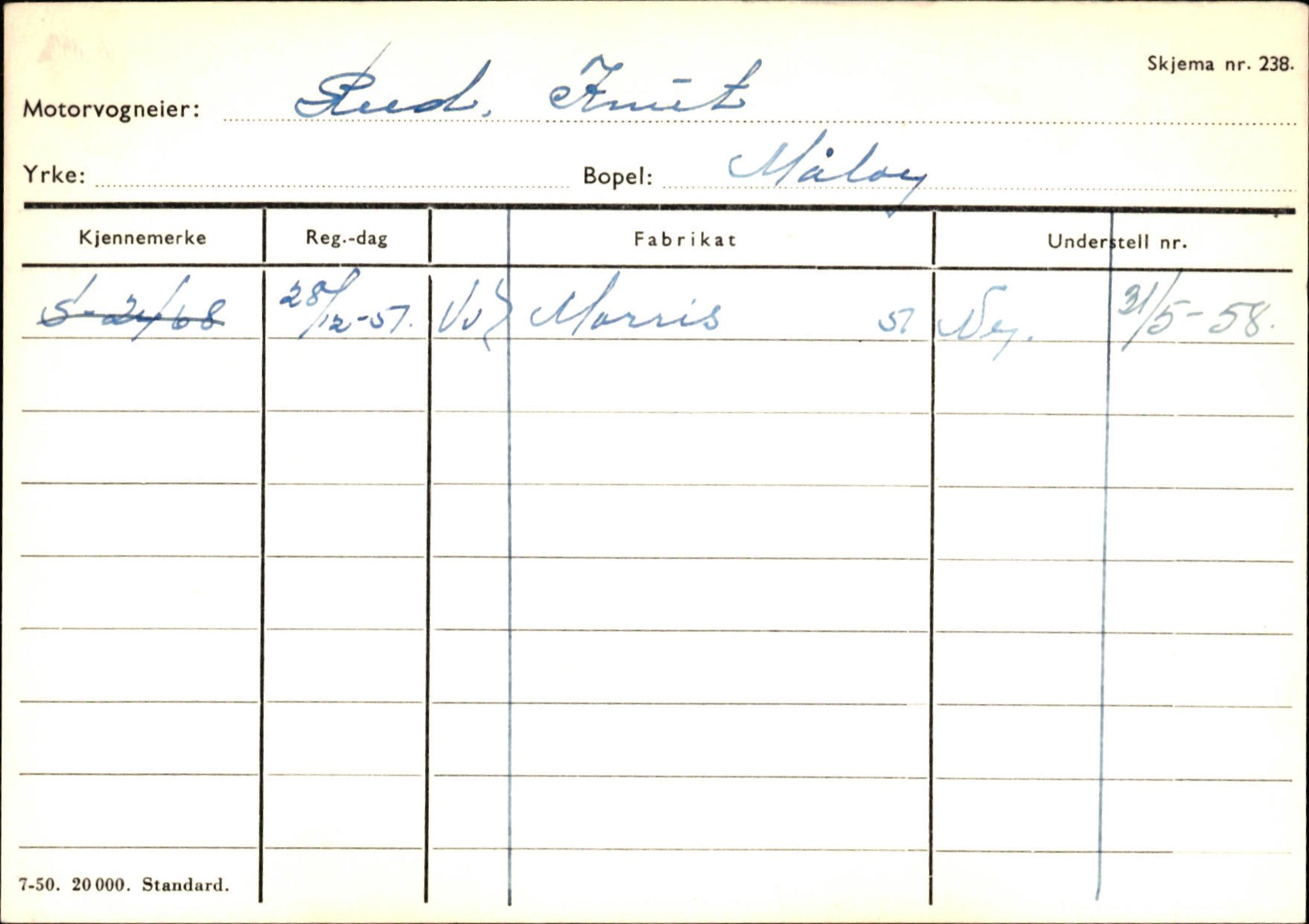 Statens vegvesen, Sogn og Fjordane vegkontor, AV/SAB-A-5301/4/F/L0144: Registerkort Vågsøy A-R, 1945-1975, s. 2292