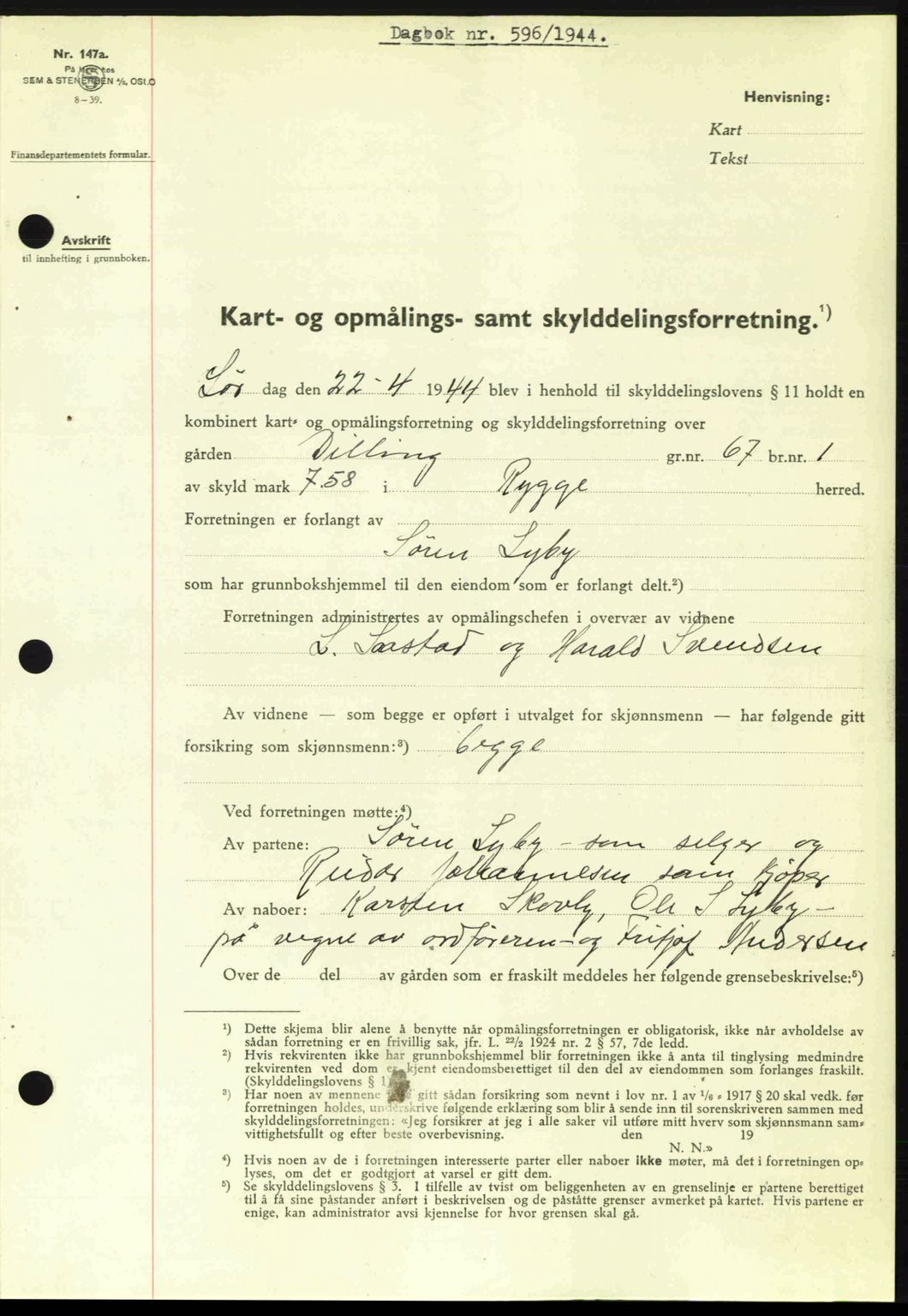 Moss sorenskriveri, SAO/A-10168: Pantebok nr. A12, 1943-1944, Dagboknr: 596/1944