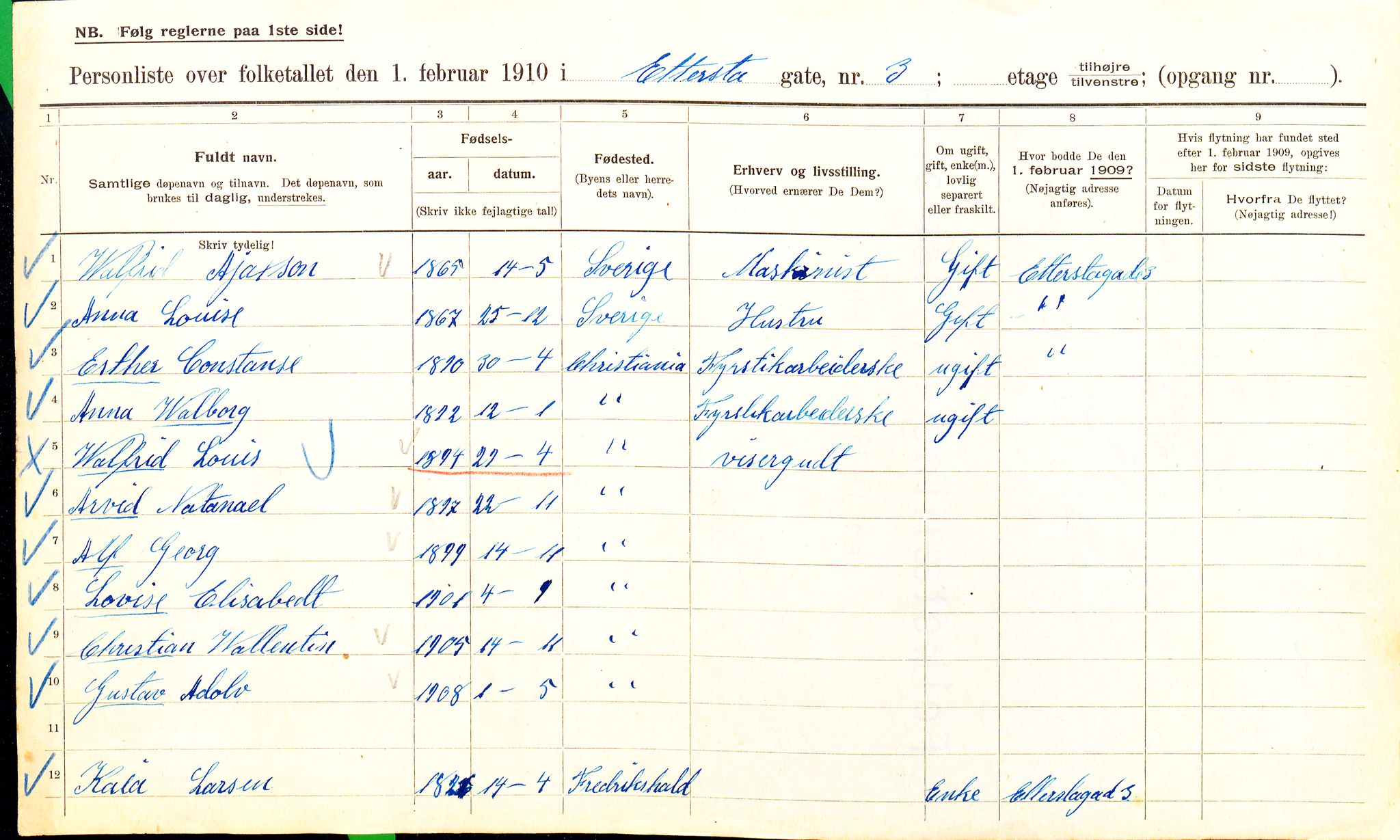 OBA, Kommunal folketelling 1.2.1910 for Kristiania, 1910, s. 21009