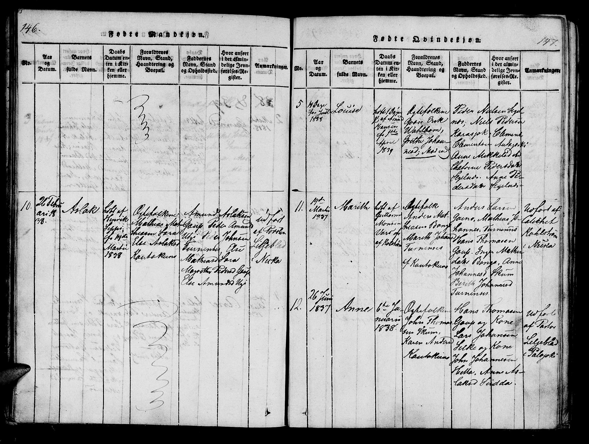 Kistrand/Porsanger sokneprestembete, AV/SATØ-S-1351/H/Ha/L0010.kirke: Ministerialbok nr. 10, 1821-1842, s. 146-147