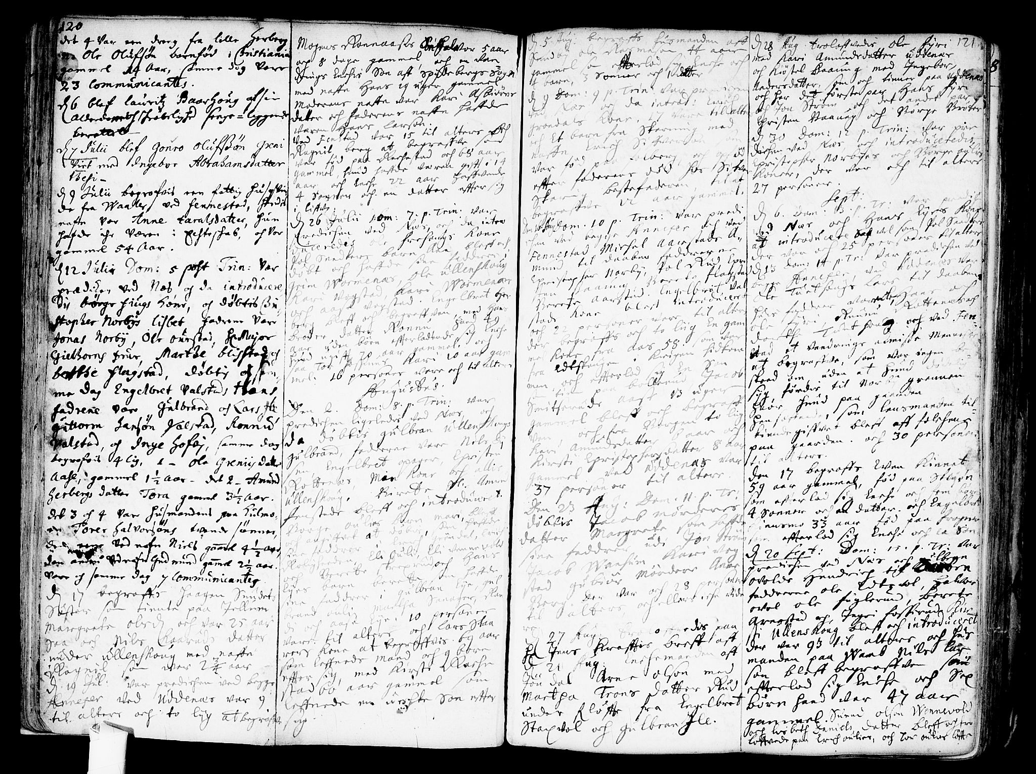 Nes prestekontor Kirkebøker, AV/SAO-A-10410/F/Fa/L0001: Ministerialbok nr. I 1, 1689-1716, s. 120-121