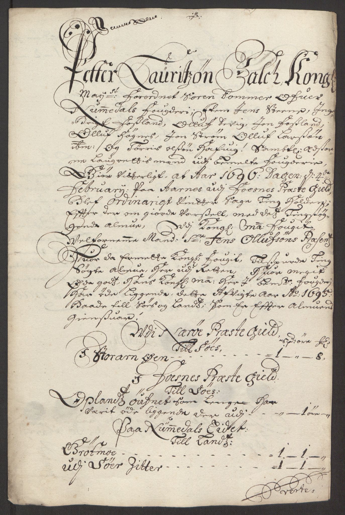 Rentekammeret inntil 1814, Reviderte regnskaper, Fogderegnskap, AV/RA-EA-4092/R64/L4424: Fogderegnskap Namdal, 1692-1695, s. 525