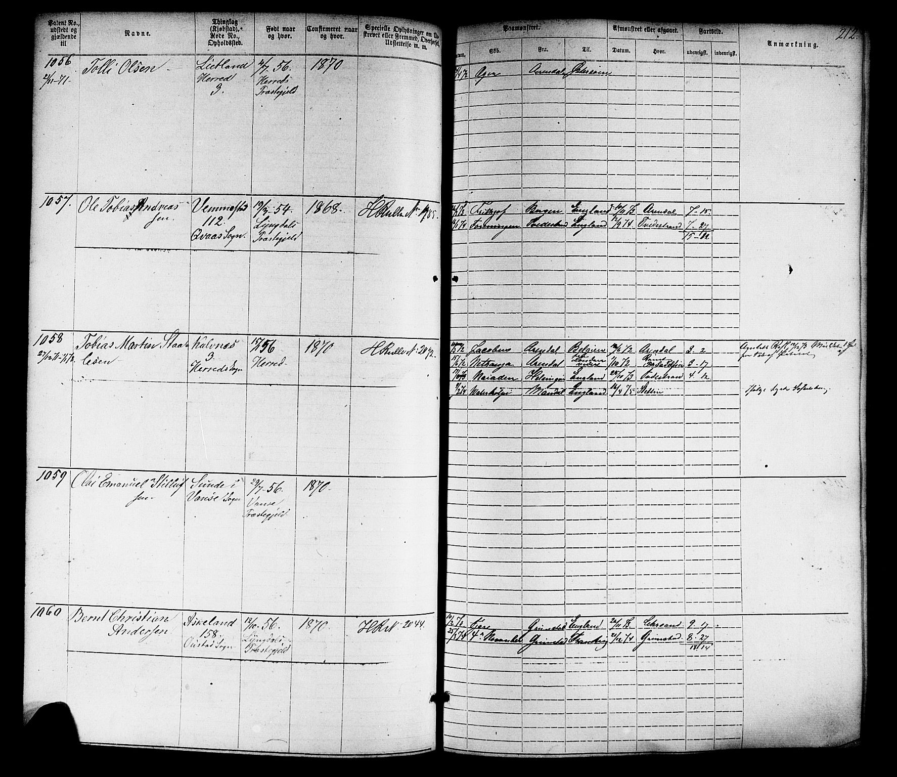 Farsund mønstringskrets, SAK/2031-0017/F/Fa/L0005: Annotasjonsrulle nr 1-1910 med register, Z-2, 1869-1877, s. 242