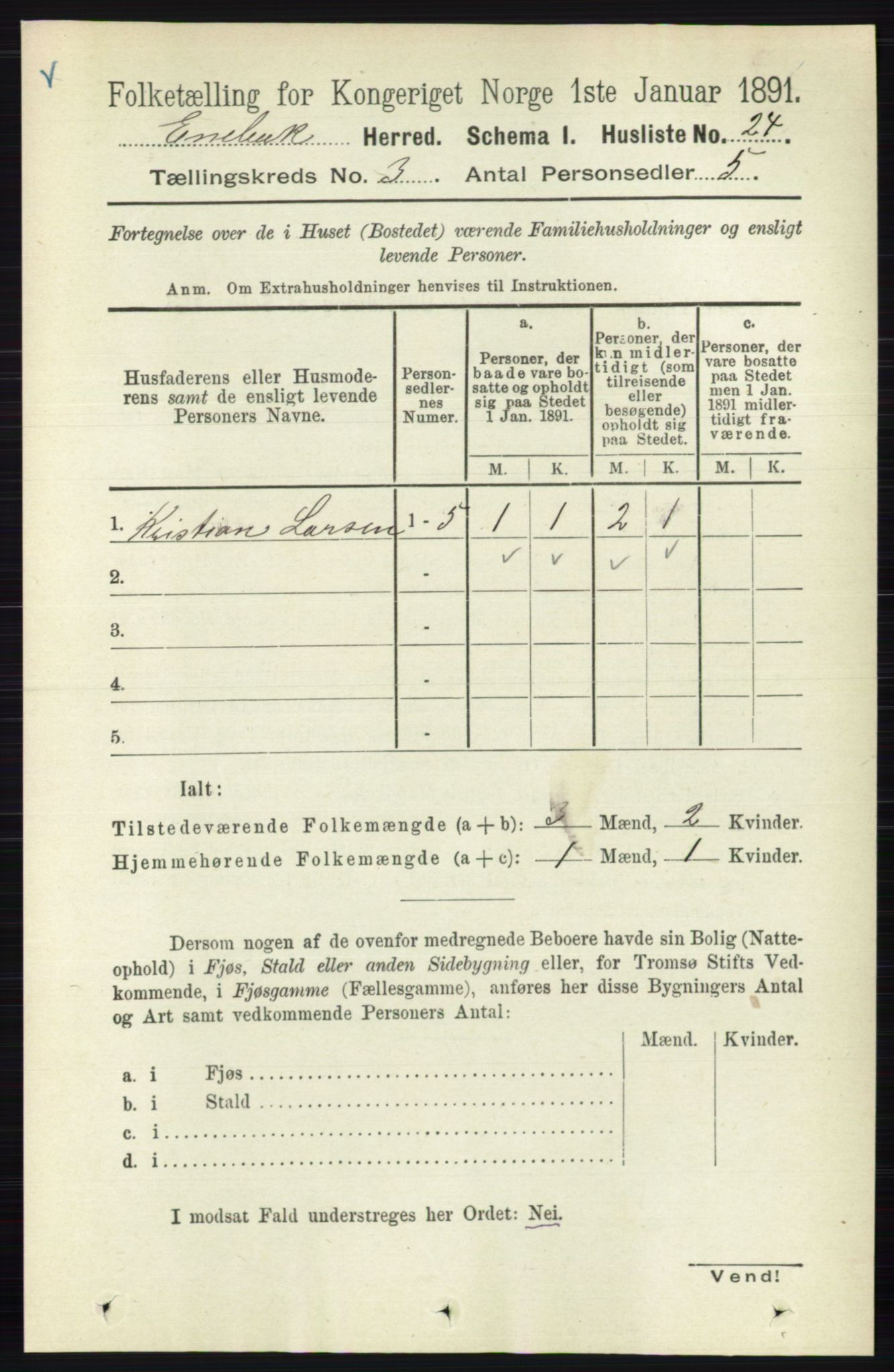 RA, Folketelling 1891 for 0229 Enebakk herred, 1891, s. 1095