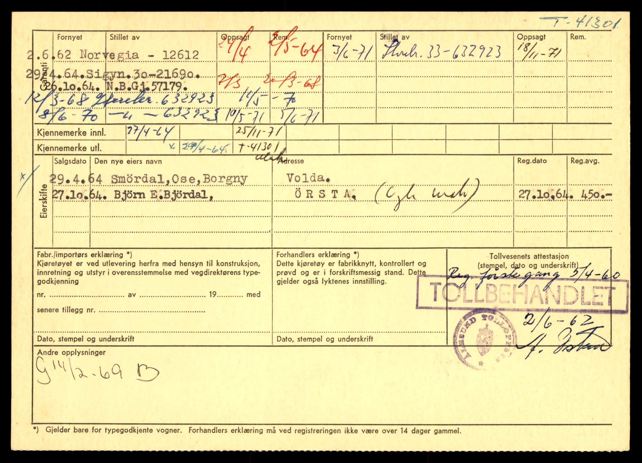 Møre og Romsdal vegkontor - Ålesund trafikkstasjon, AV/SAT-A-4099/F/Fe/L0081: Registreringskort for kjøretøy T 41301 - T 41729, 1927-1998, s. 4