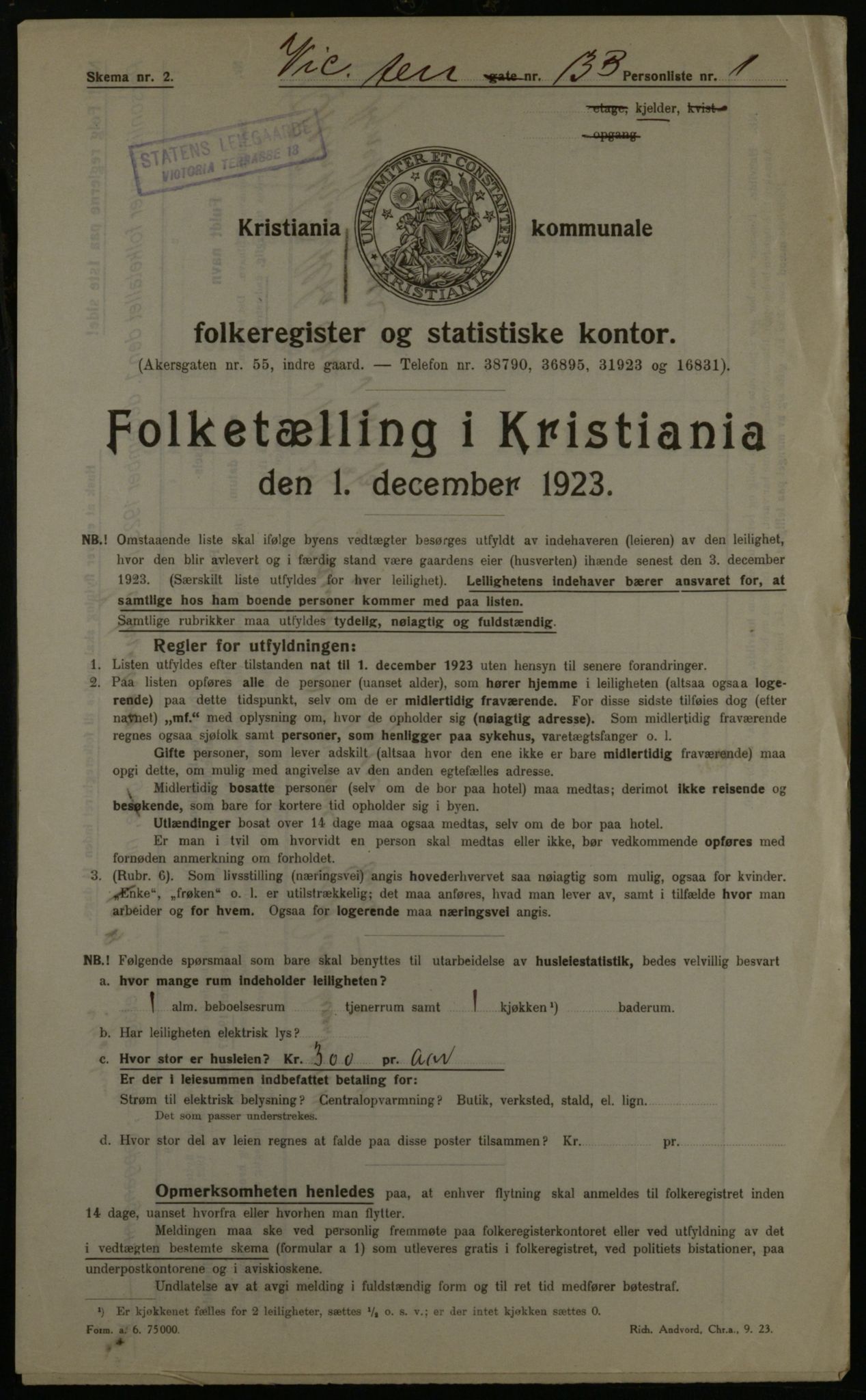 OBA, Kommunal folketelling 1.12.1923 for Kristiania, 1923, s. 136335