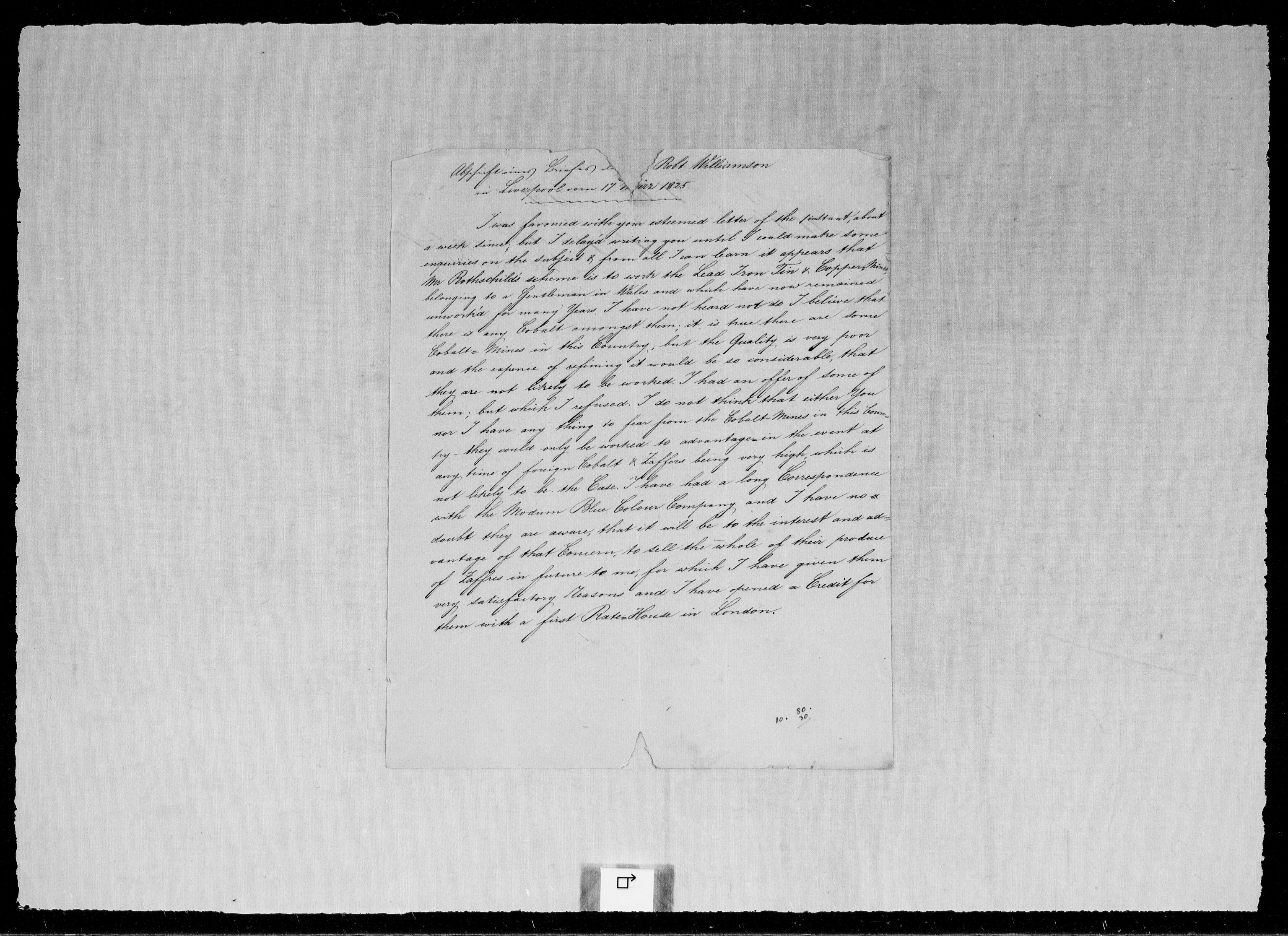 Modums Blaafarveværk, RA/PA-0157/G/Gb/L0093/0001: -- / Innkomne brev A - L, 1824-1825, s. 16