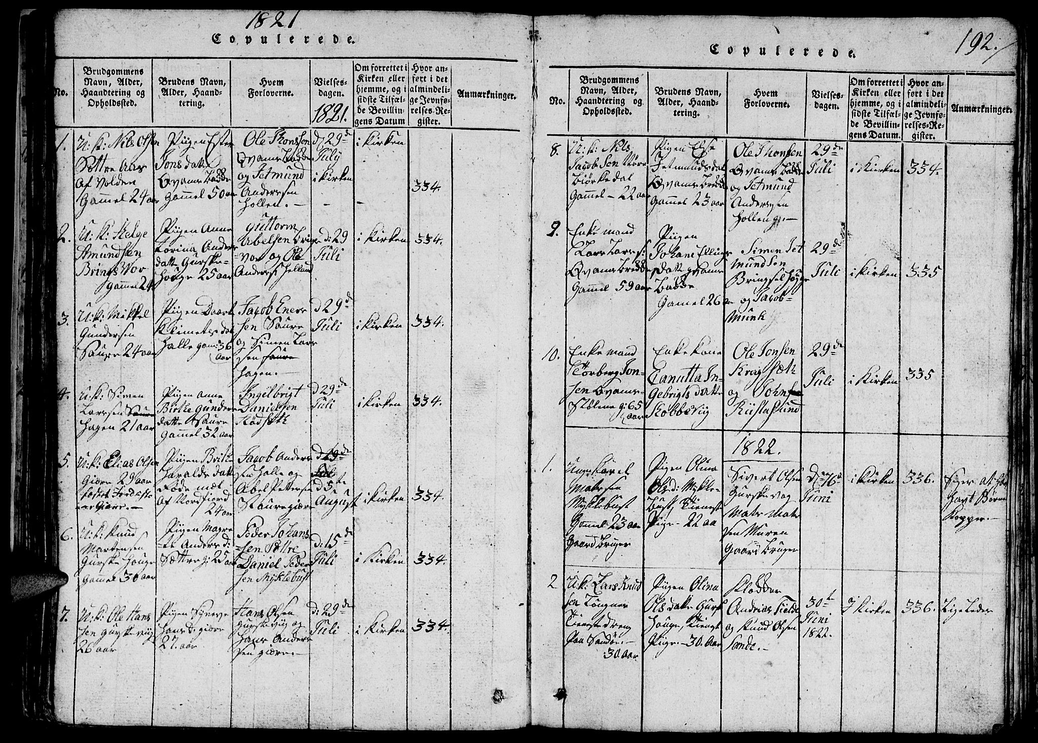 Ministerialprotokoller, klokkerbøker og fødselsregistre - Møre og Romsdal, SAT/A-1454/503/L0046: Klokkerbok nr. 503C01, 1816-1842, s. 192