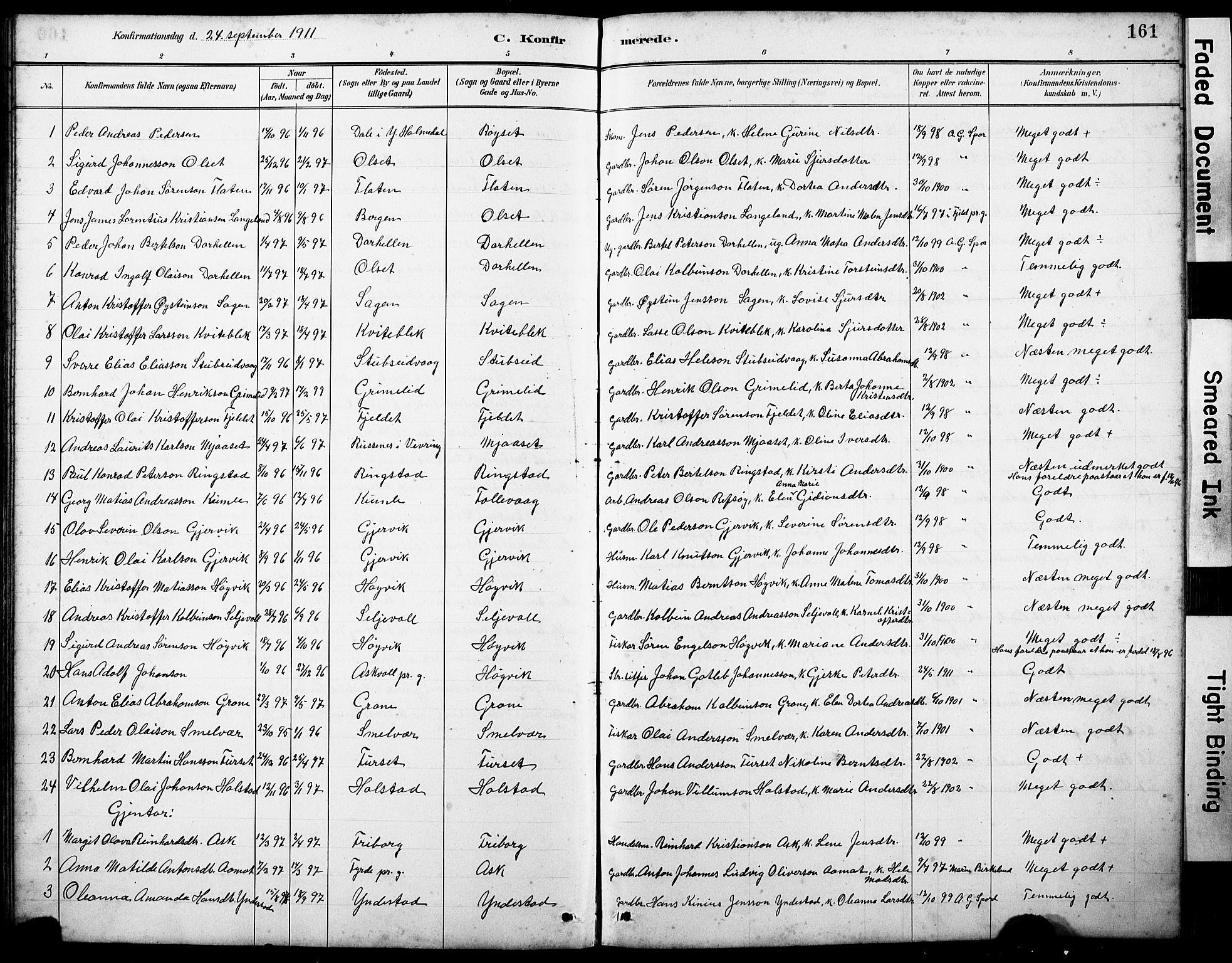 Askvoll sokneprestembete, AV/SAB-A-79501/H/Hab/Haba/L0003: Klokkerbok nr. A 3, 1886-1928, s. 161