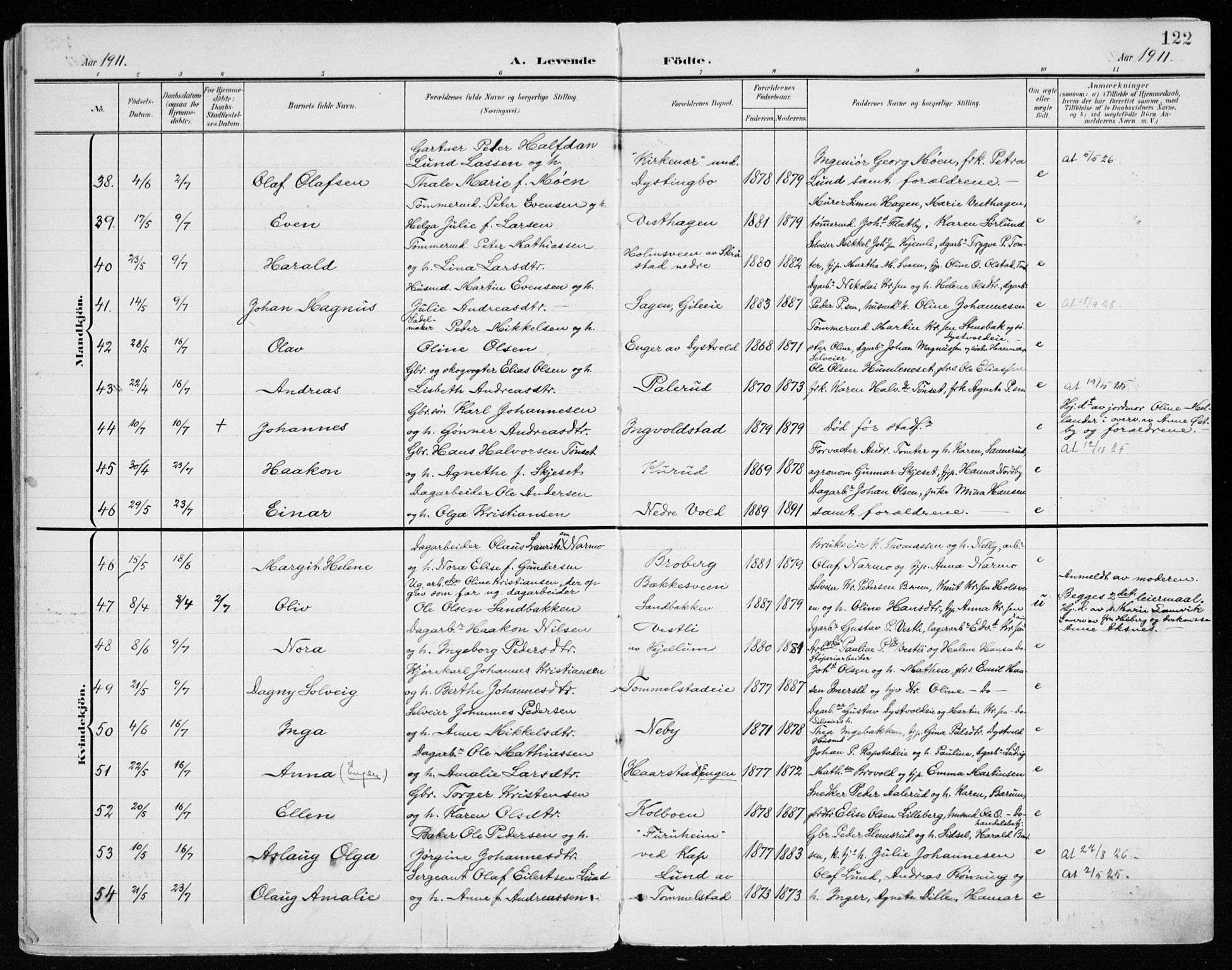 Vang prestekontor, Hedmark, AV/SAH-PREST-008/H/Ha/Haa/L0021: Ministerialbok nr. 21, 1902-1917, s. 122