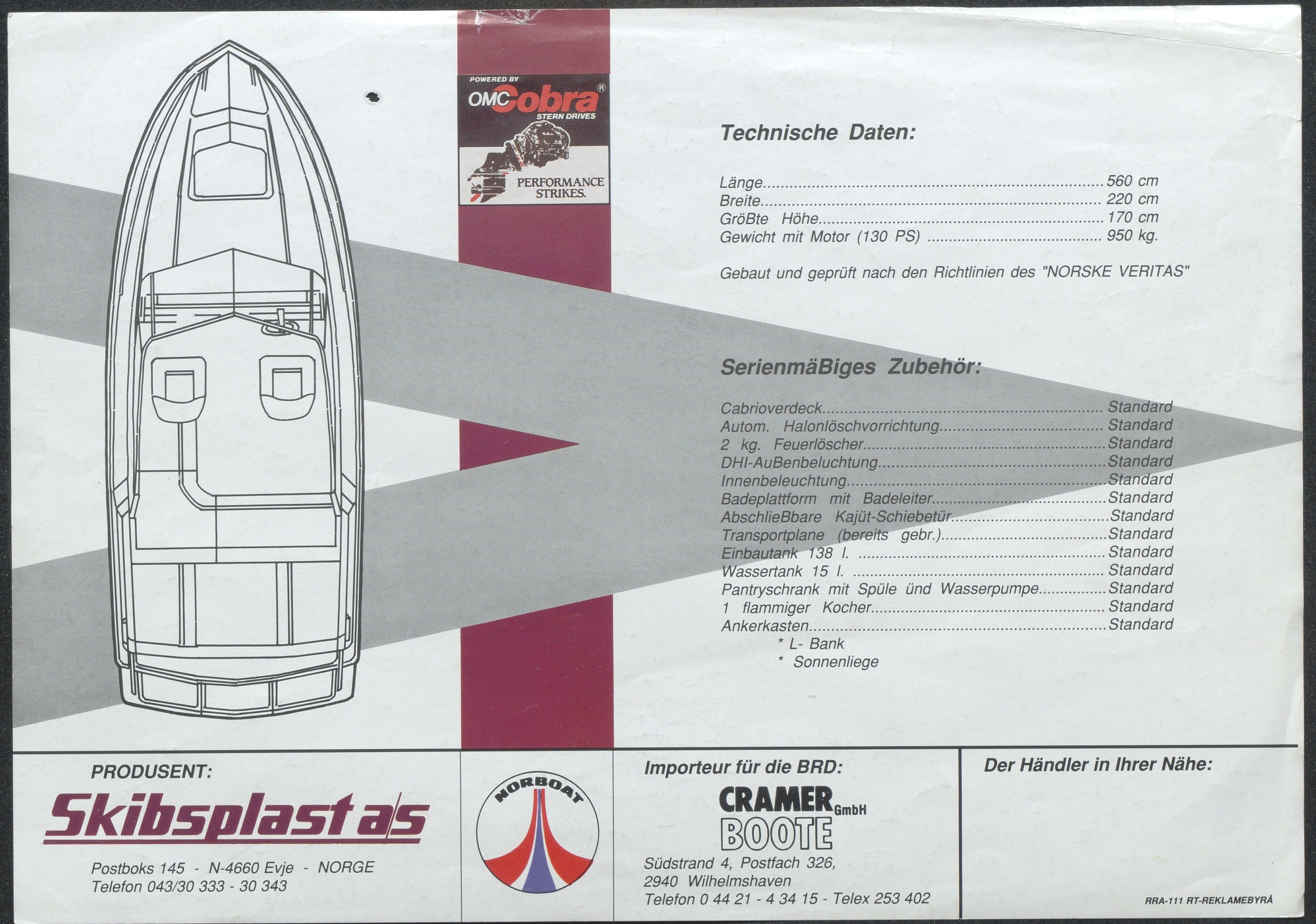 Skibsplast, AAKS/PA-2968/01/X/X01/L0002/0013: Brosjyrer / Skibsplast 560 VS (1989-1997), 1989-1997