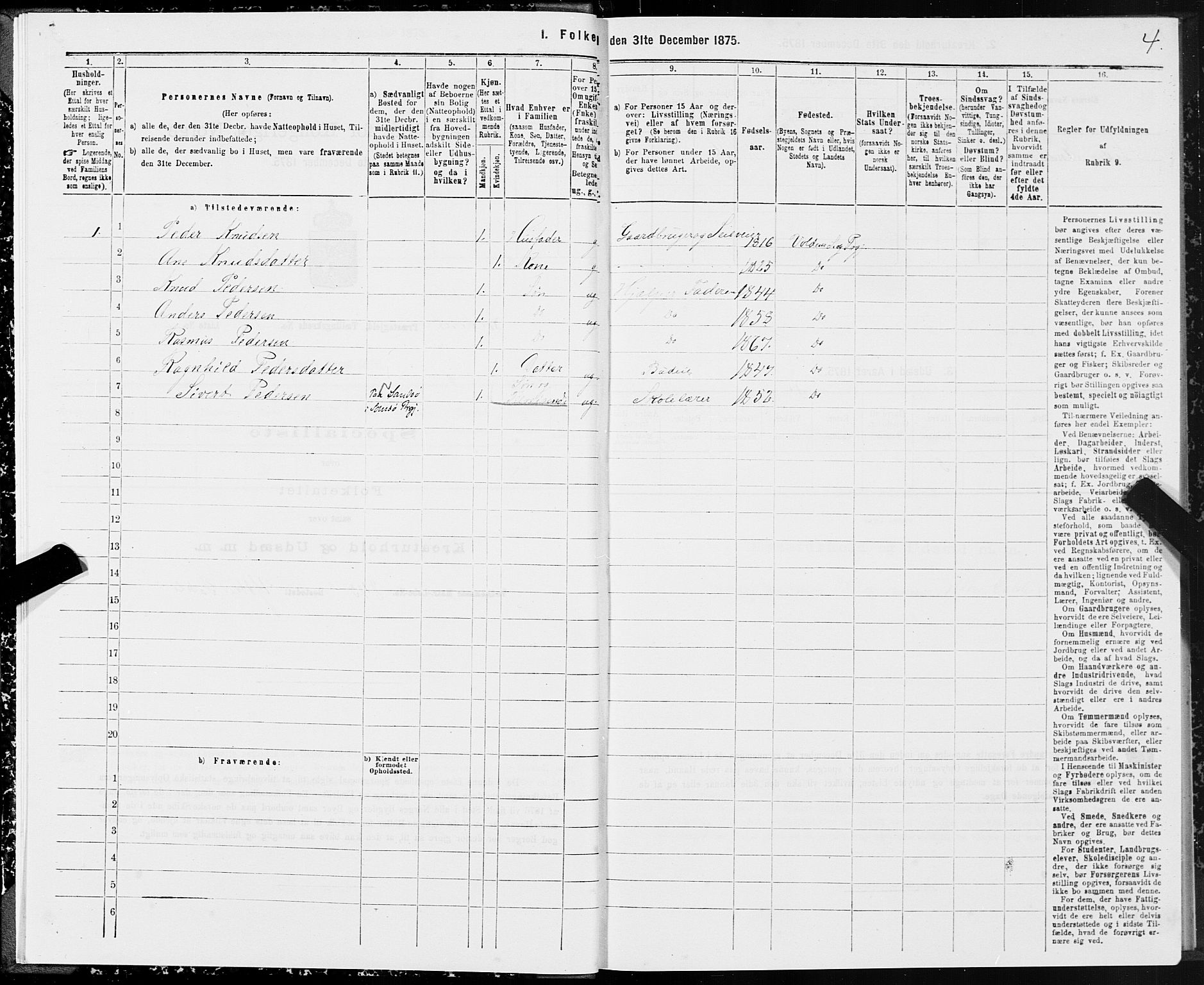 SAT, Folketelling 1875 for 1519P Volda prestegjeld, 1875, s. 7004