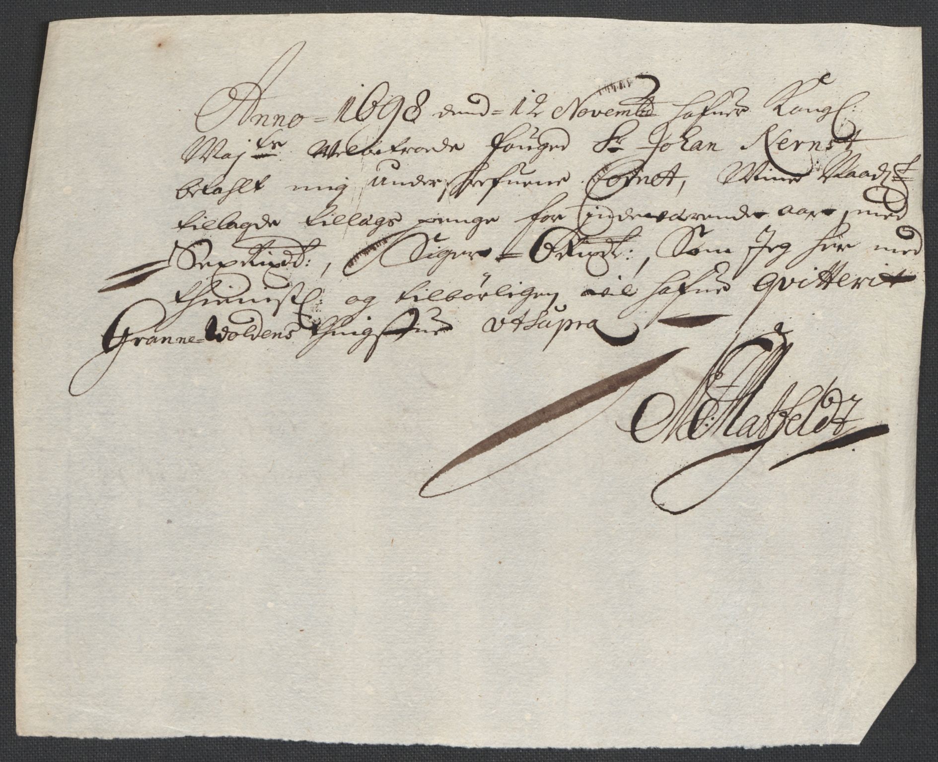 Rentekammeret inntil 1814, Reviderte regnskaper, Fogderegnskap, RA/EA-4092/R18/L1296: Fogderegnskap Hadeland, Toten og Valdres, 1698, s. 200