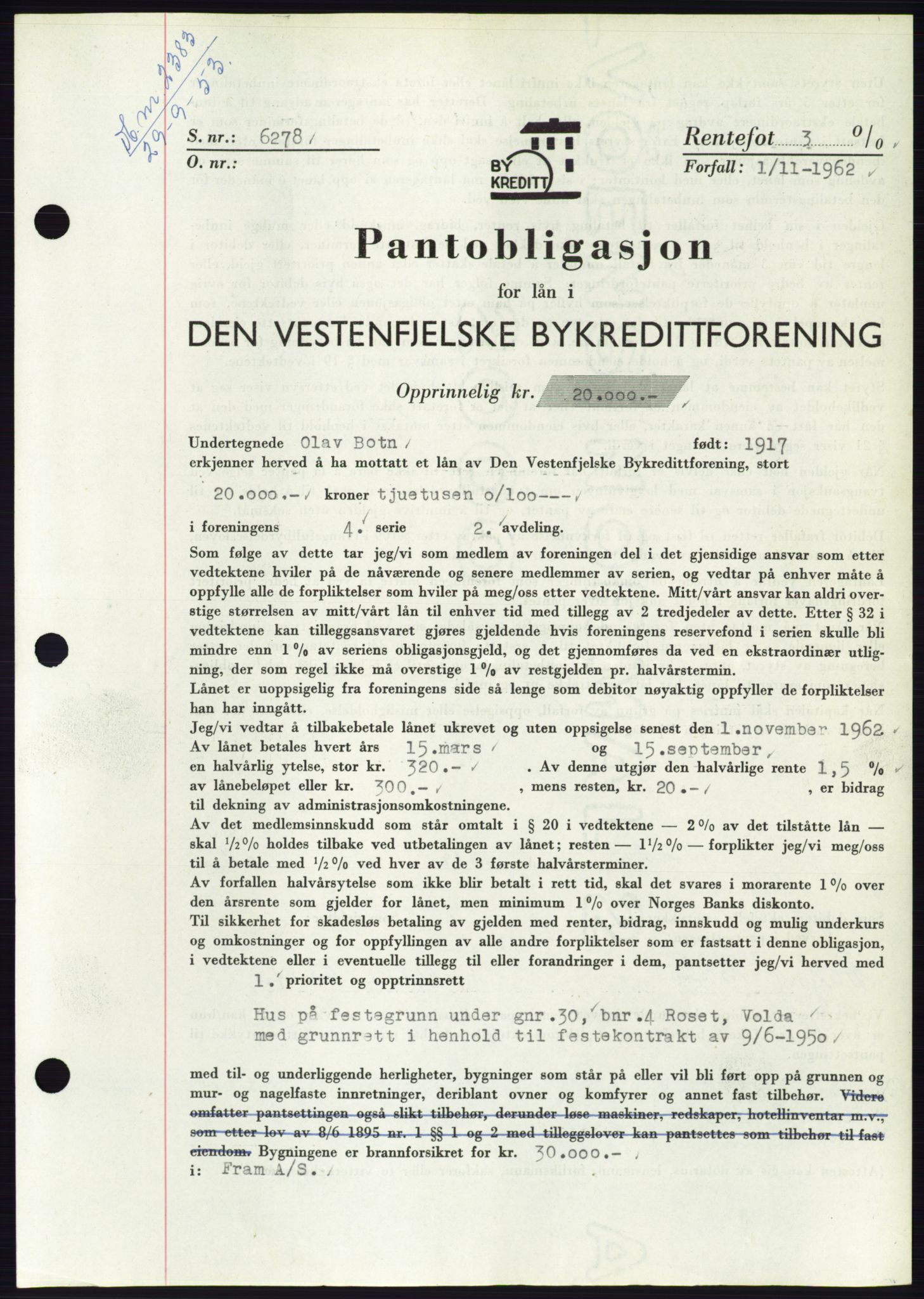 Søre Sunnmøre sorenskriveri, SAT/A-4122/1/2/2C/L0124: Pantebok nr. 12B, 1953-1954, Dagboknr: 2383/1953