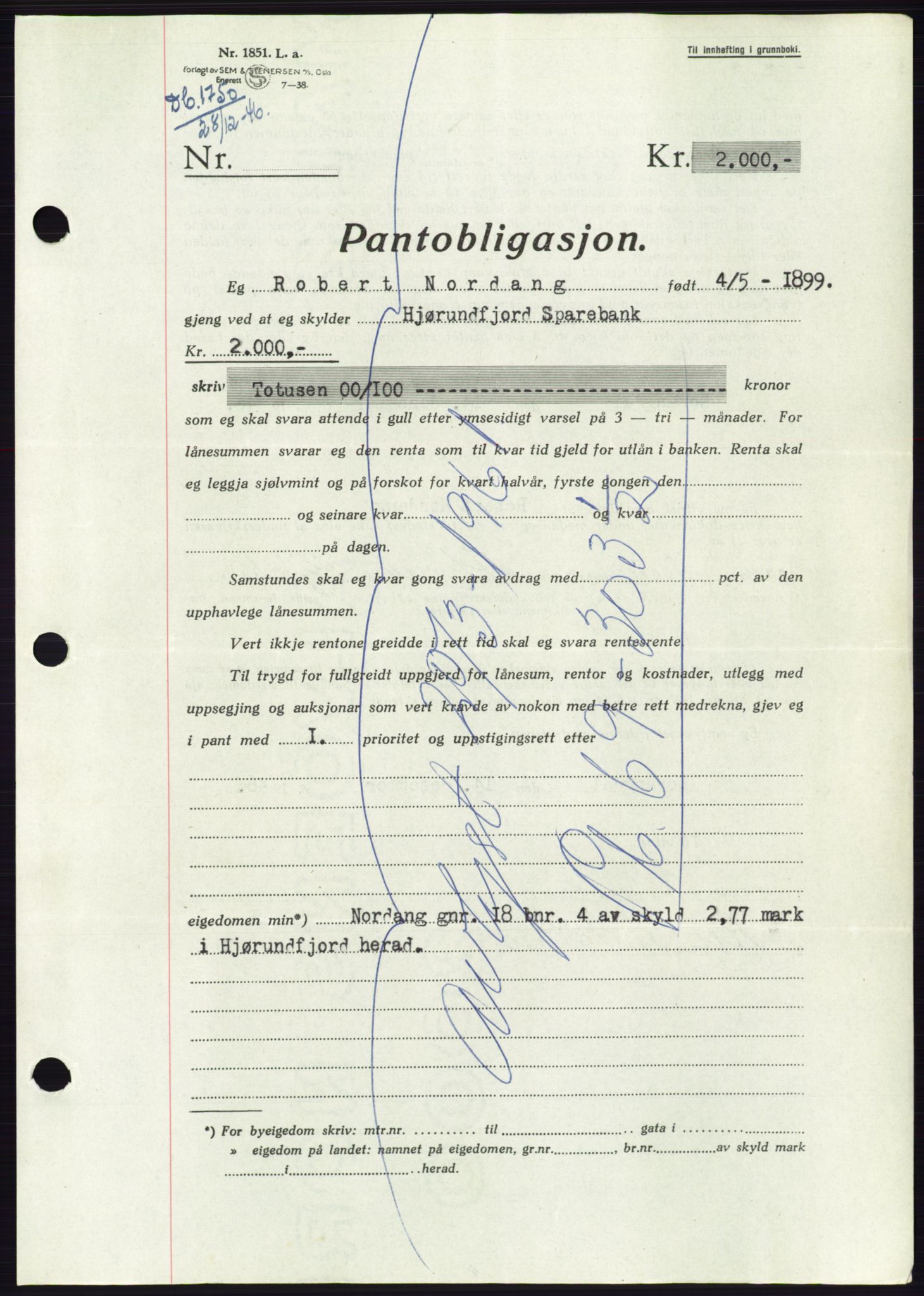 Søre Sunnmøre sorenskriveri, AV/SAT-A-4122/1/2/2C/L0114: Pantebok nr. 1-2B, 1943-1947, Dagboknr: 1750/1946