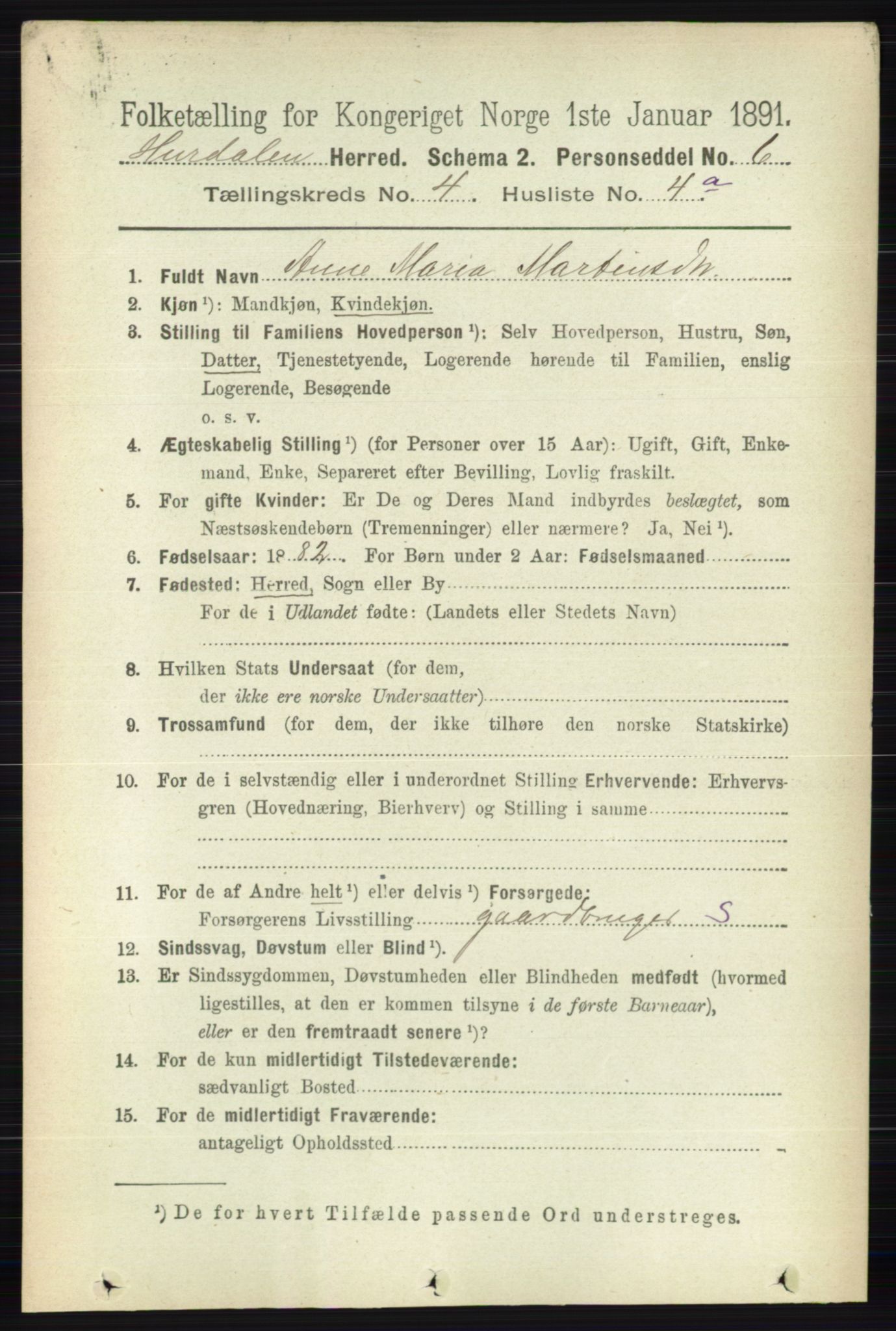 RA, Folketelling 1891 for 0239 Hurdal herred, 1891, s. 1451