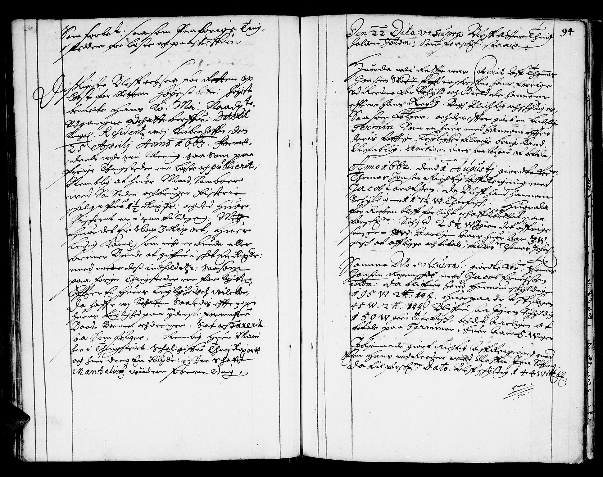 Finnmark sorenskriveri, AV/SATØ-S-0053/F/Fa/L0009: Justisprotokoller, 1654-1663, s. 93b-94a