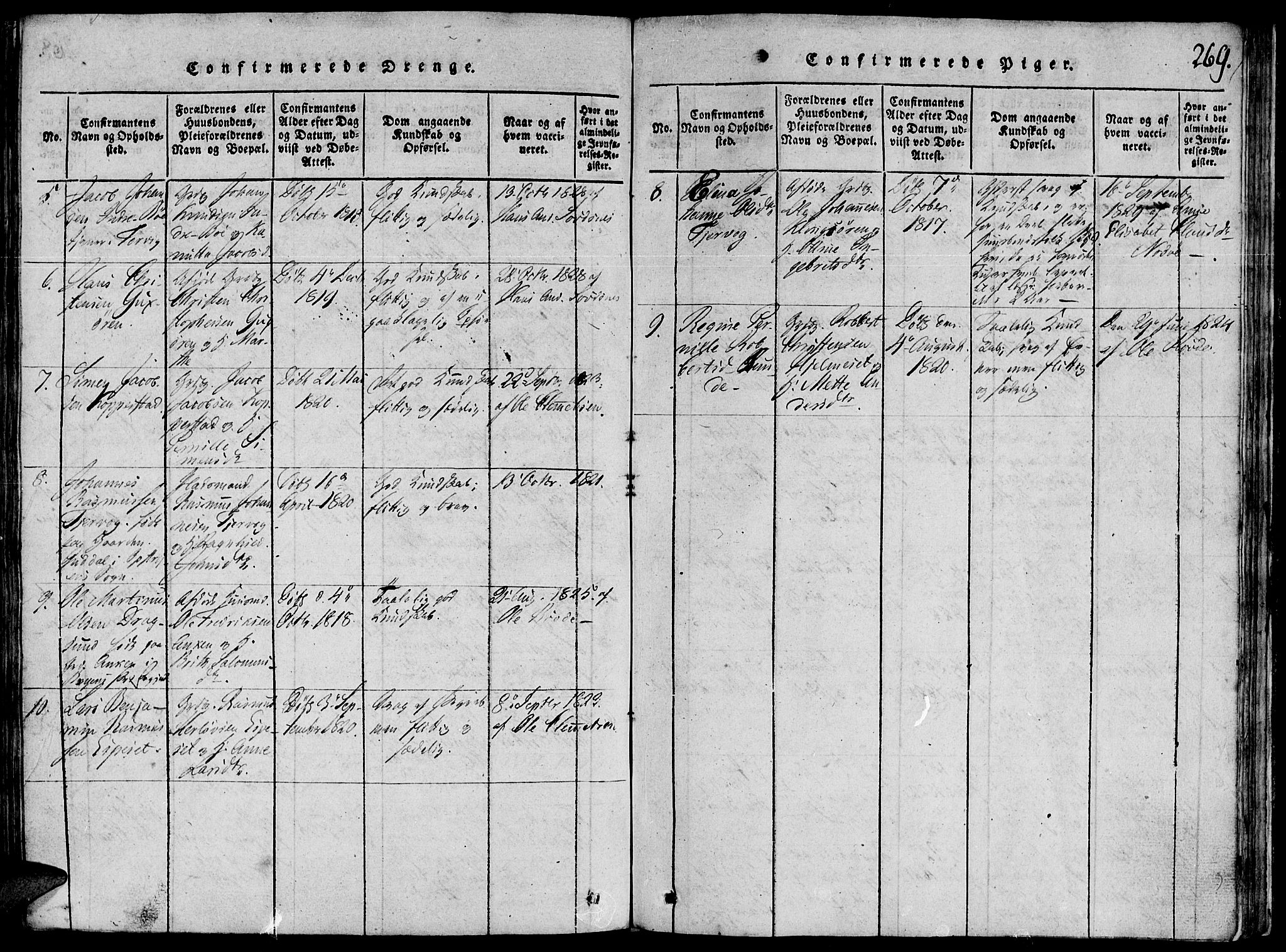 Ministerialprotokoller, klokkerbøker og fødselsregistre - Møre og Romsdal, SAT/A-1454/507/L0069: Ministerialbok nr. 507A04, 1816-1841, s. 269