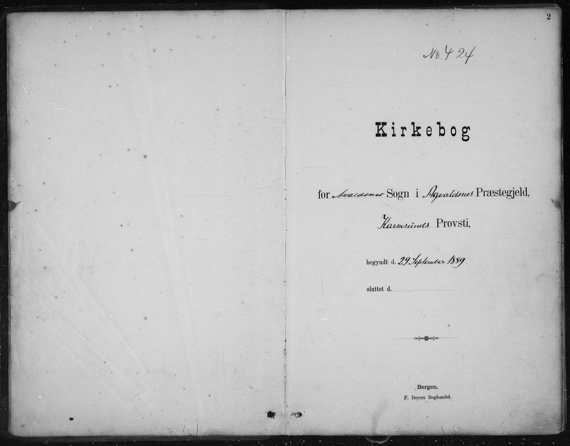 Avaldsnes sokneprestkontor, SAST/A -101851/H/Ha/Haa/L0017: Ministerialbok nr. A 17, 1889-1920, s. 2