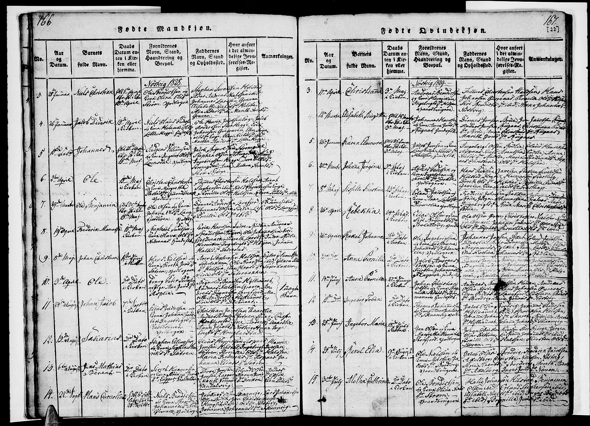 Ministerialprotokoller, klokkerbøker og fødselsregistre - Nordland, AV/SAT-A-1459/814/L0223: Ministerialbok nr. 814A04, 1820-1833, s. 166-167