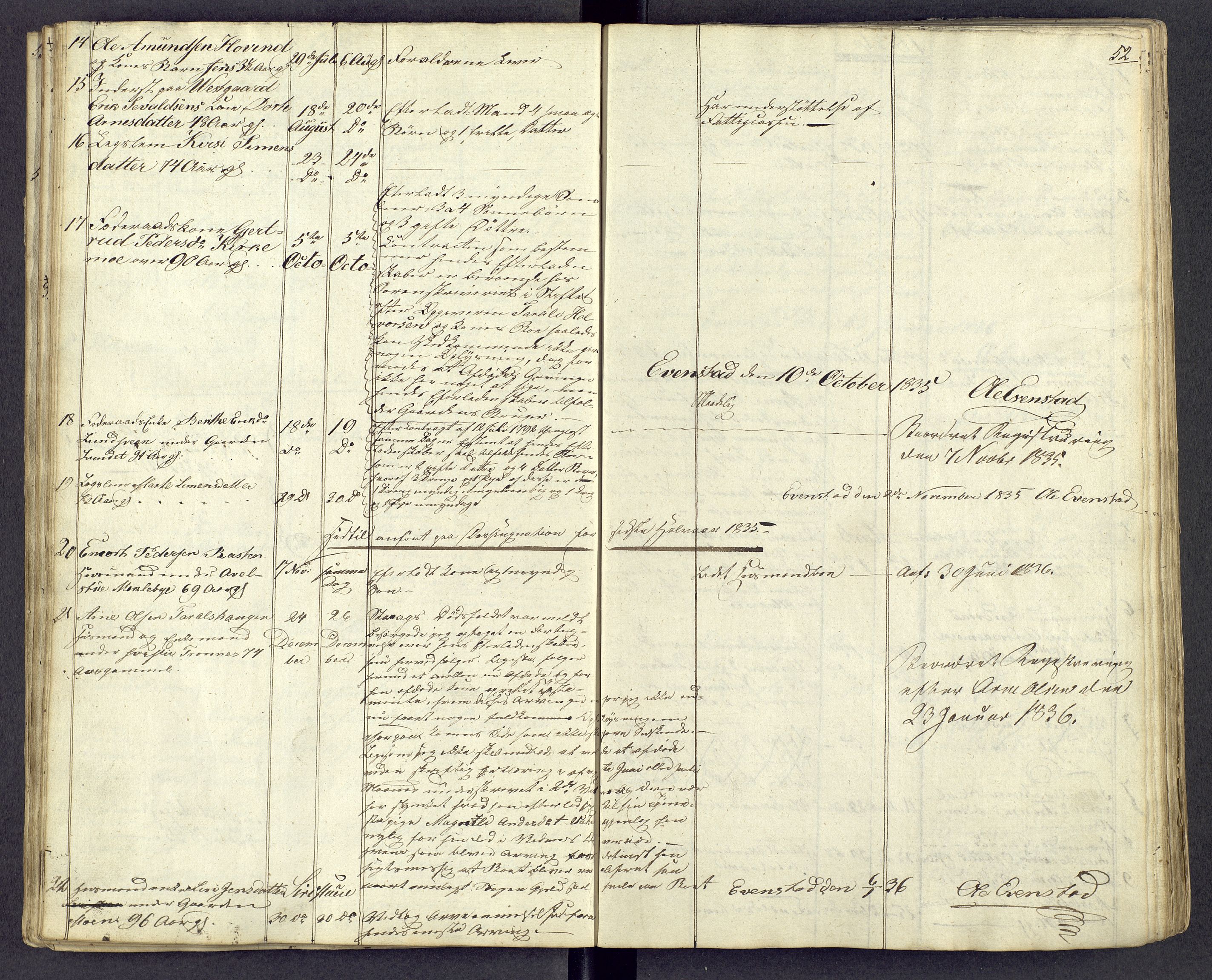 Østerdalen sorenskriveri, SAH/TING-032/J/Jd/L0004: Dødsfallsjournal, 1834-1843, s. 52