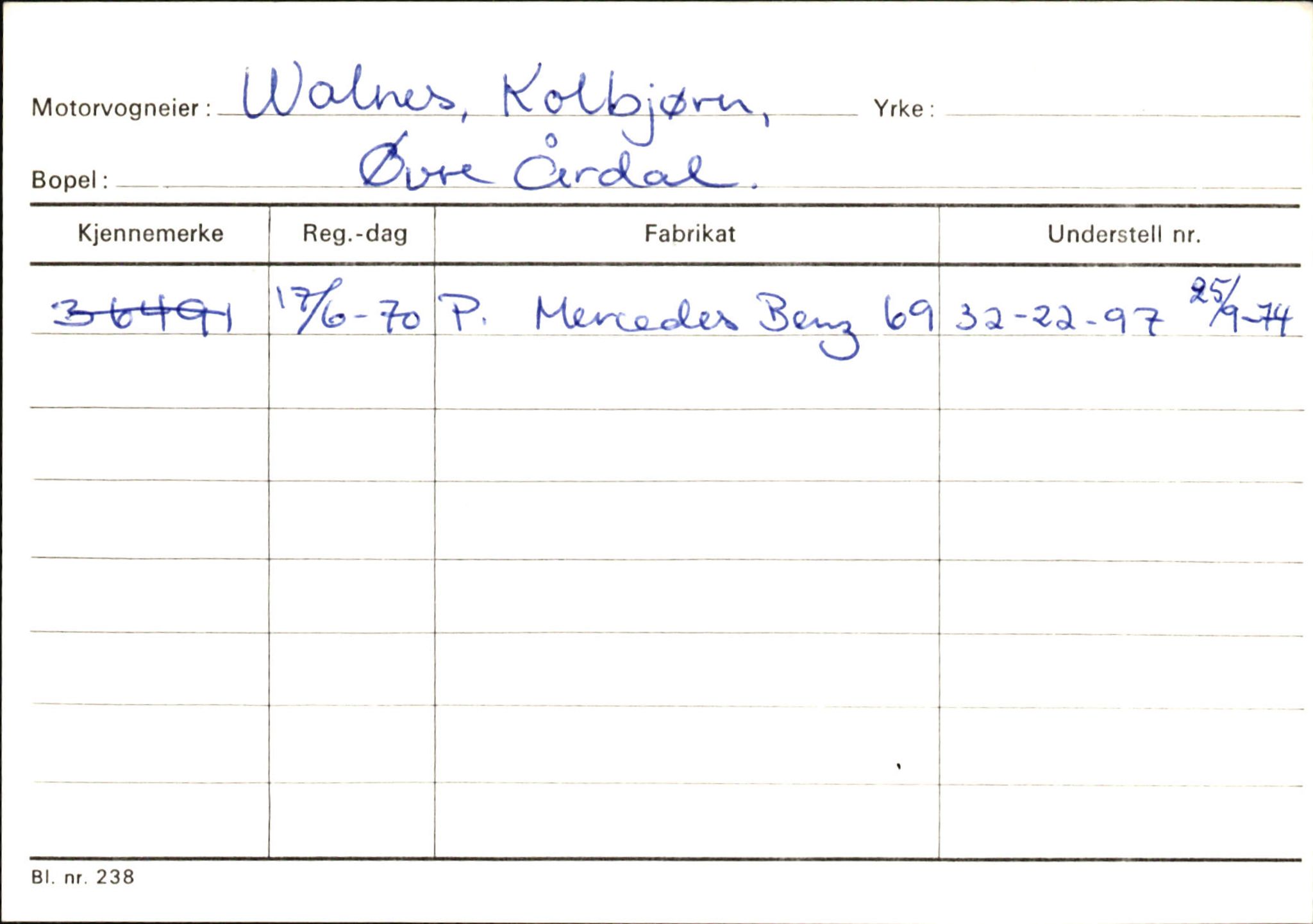 Statens vegvesen, Sogn og Fjordane vegkontor, AV/SAB-A-5301/4/F/L0146: Registerkort Årdal R-Å samt diverse kort, 1945-1975, s. 1302