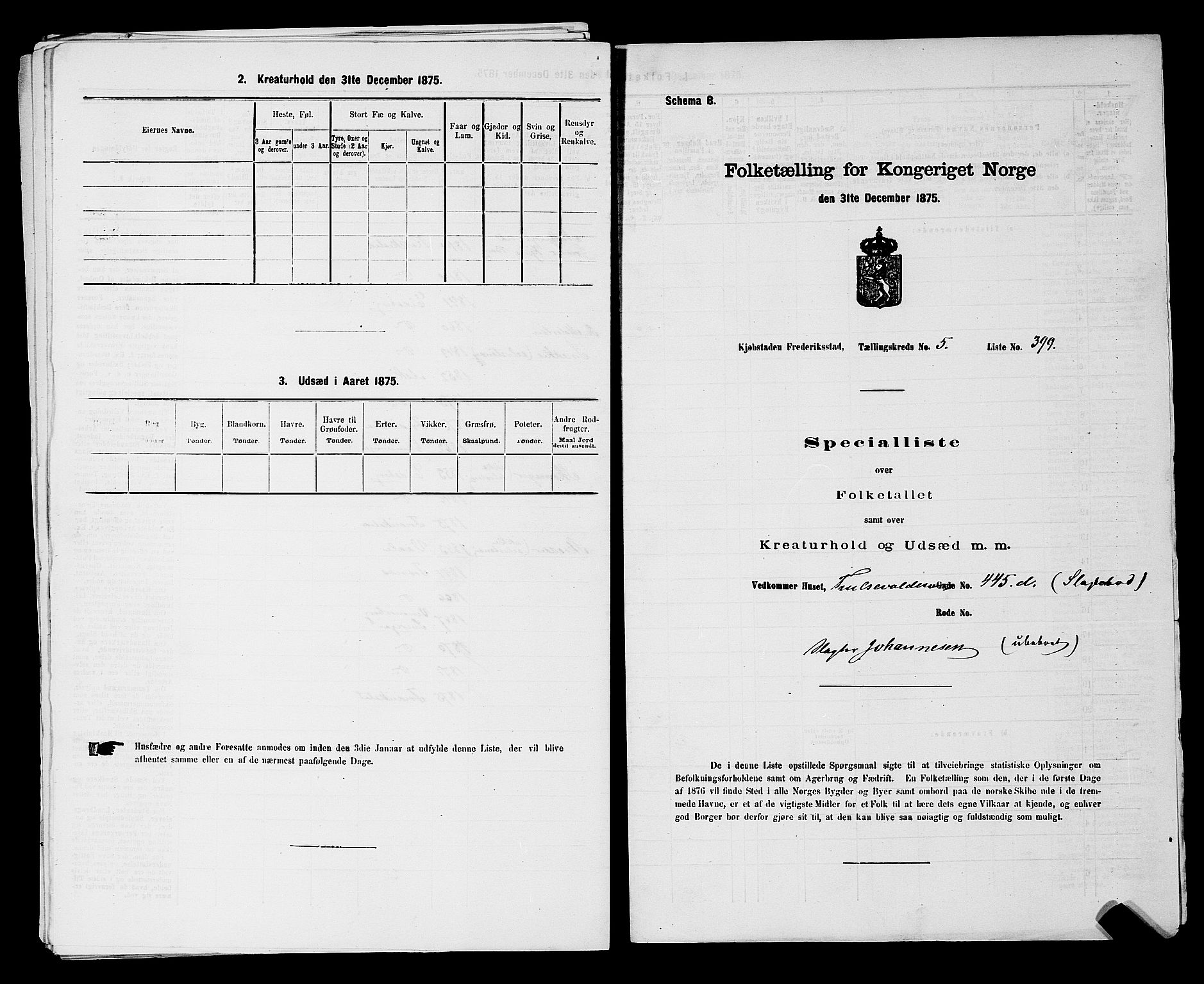 RA, Folketelling 1875 for 0103B Fredrikstad prestegjeld, Fredrikstad kjøpstad, 1875, s. 937