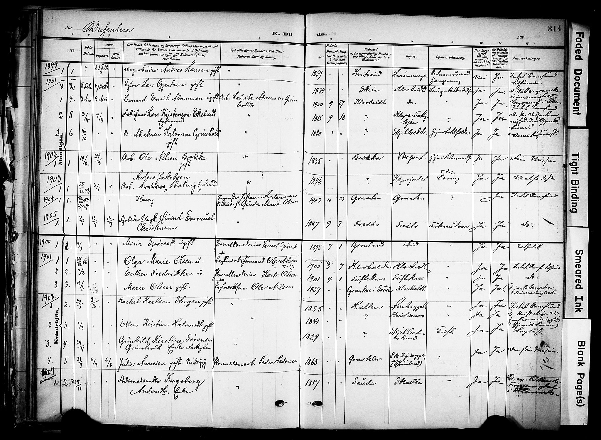Solum kirkebøker, AV/SAKO-A-306/F/Fa/L0011: Ministerialbok nr. I 11, 1898-1909, s. 314