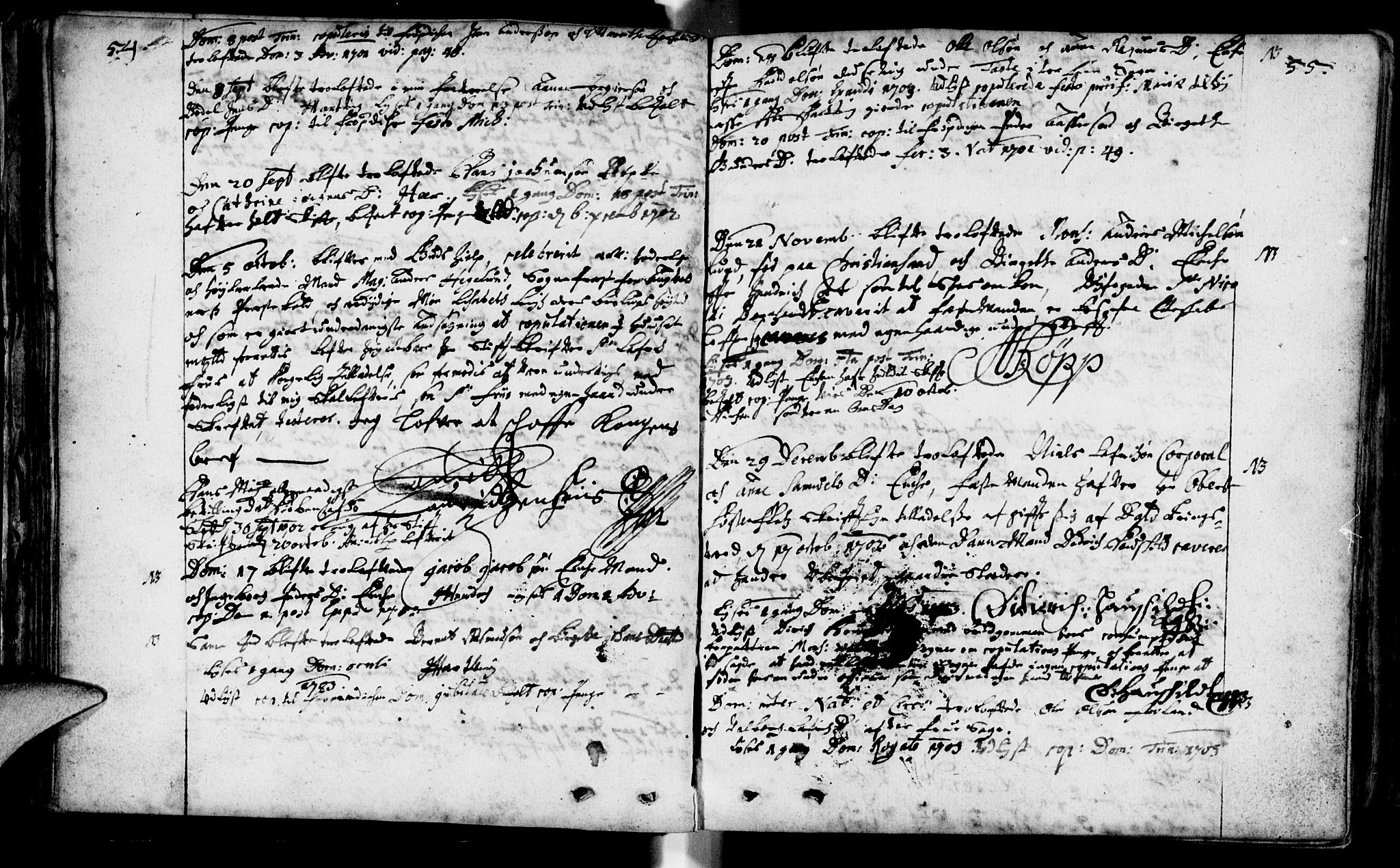 Domkirken sokneprestkontor, AV/SAST-A-101812/001/30/30BA/L0001: Ministerialbok nr. A 1 /1, 1688-1727, s. 54-55