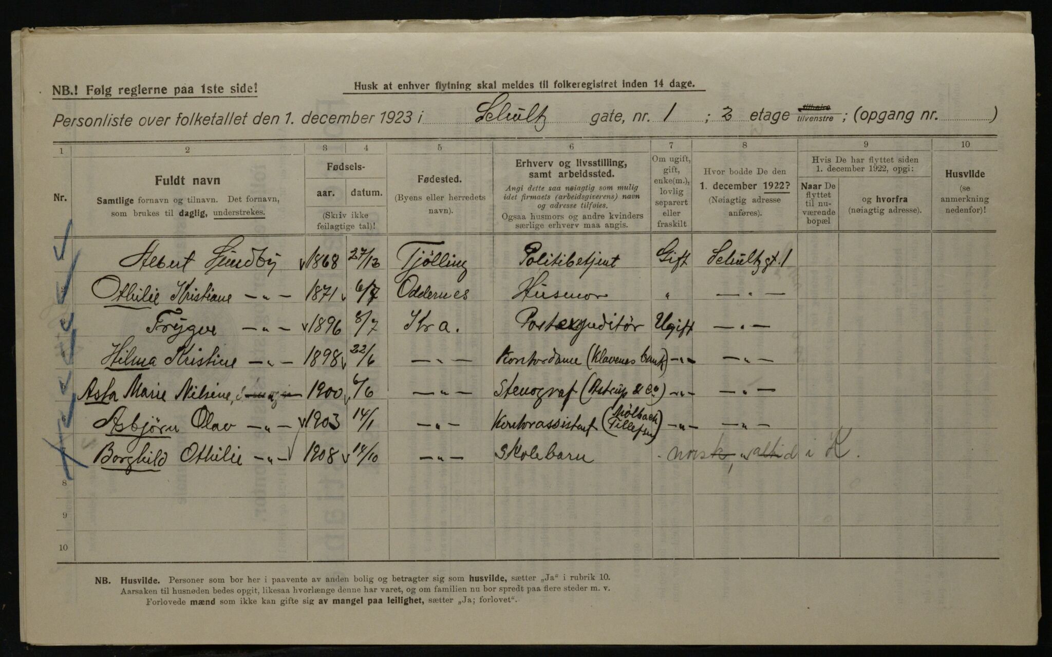 OBA, Kommunal folketelling 1.12.1923 for Kristiania, 1923, s. 100336