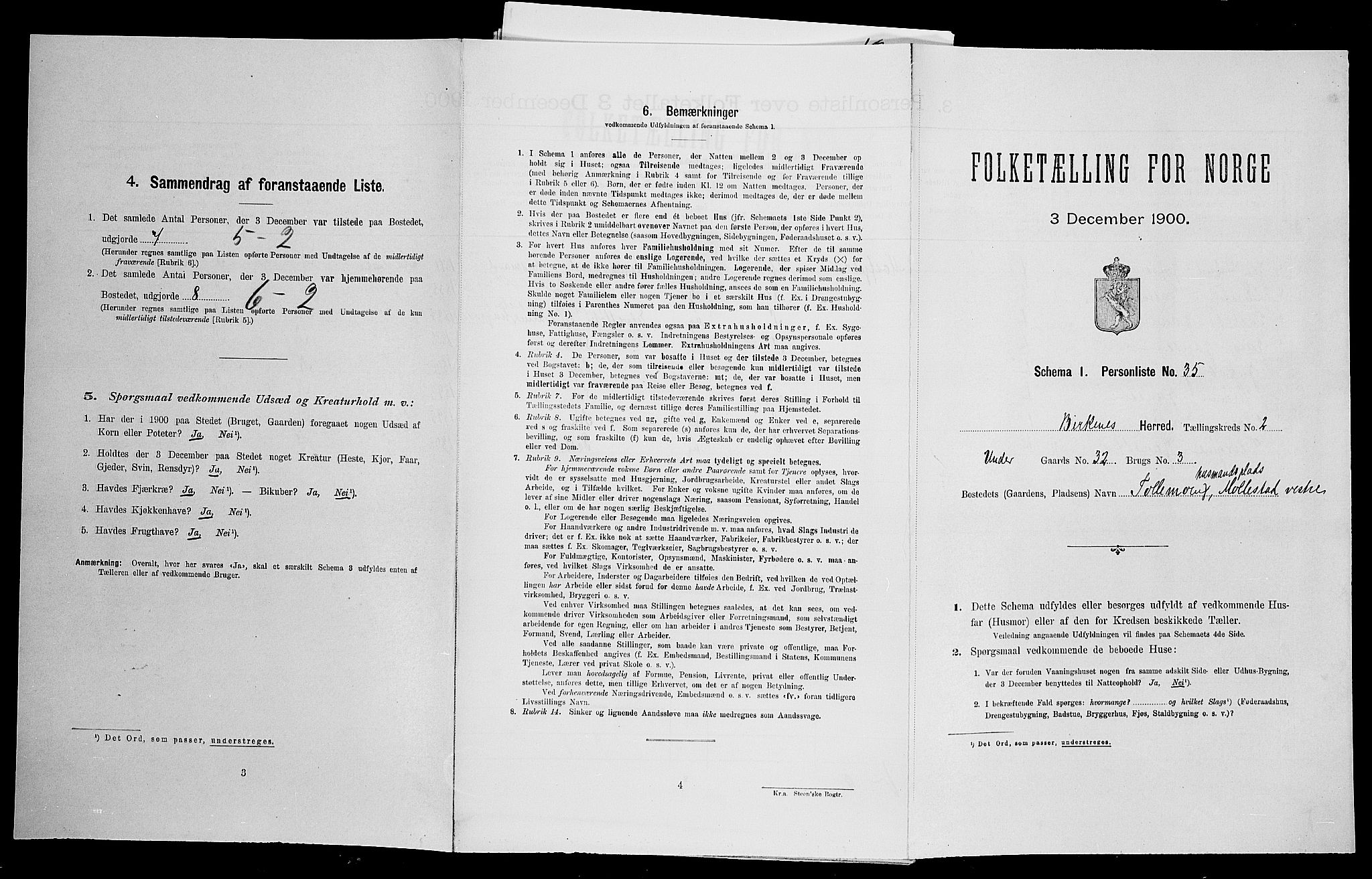 SAK, Folketelling 1900 for 0928 Birkenes herred, 1900, s. 259