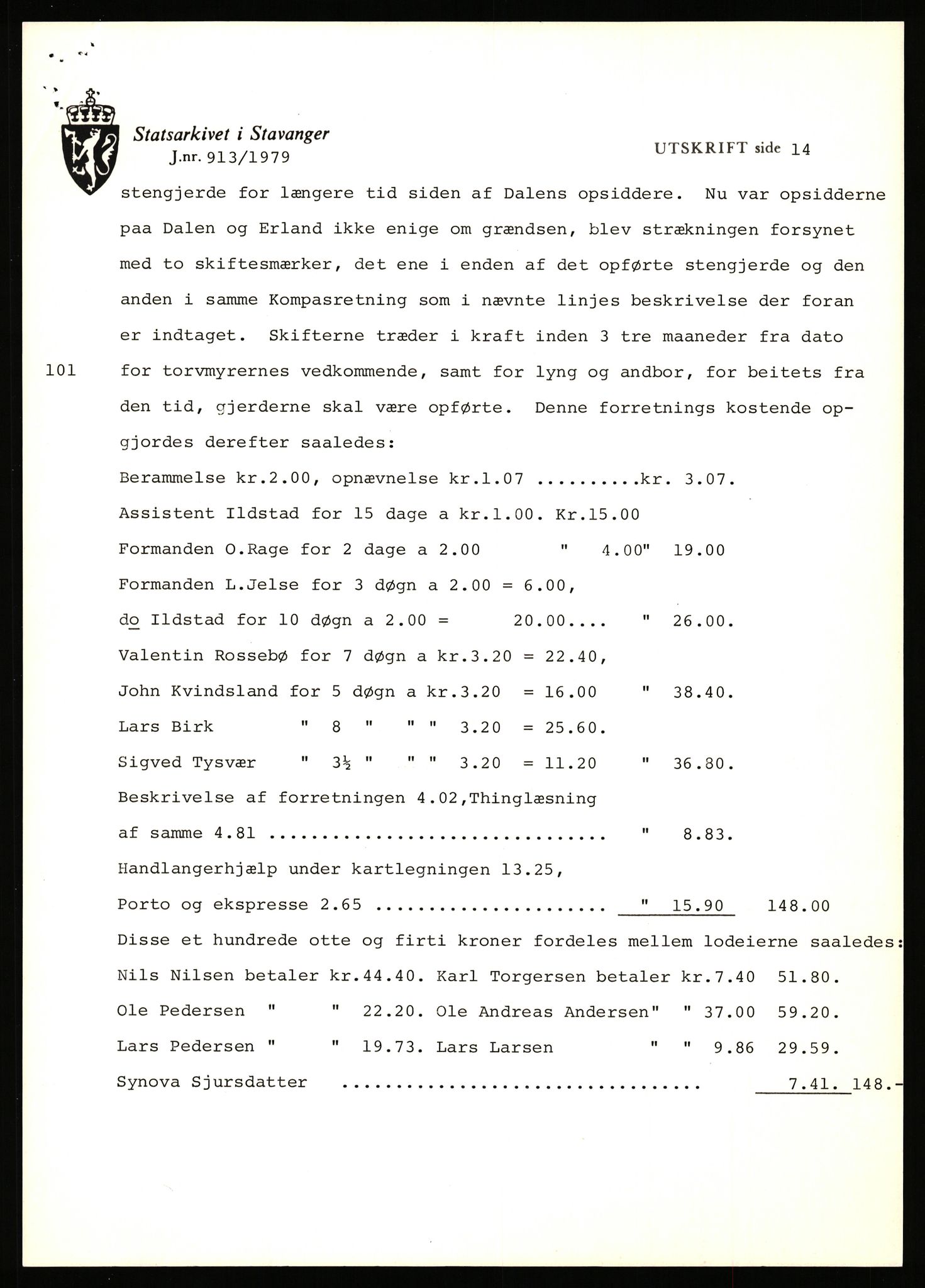 Statsarkivet i Stavanger, SAST/A-101971/03/Y/Yj/L0018: Avskrifter sortert etter gårdsnavn: Engelsvold - Espevold nedre, 1750-1930, s. 282