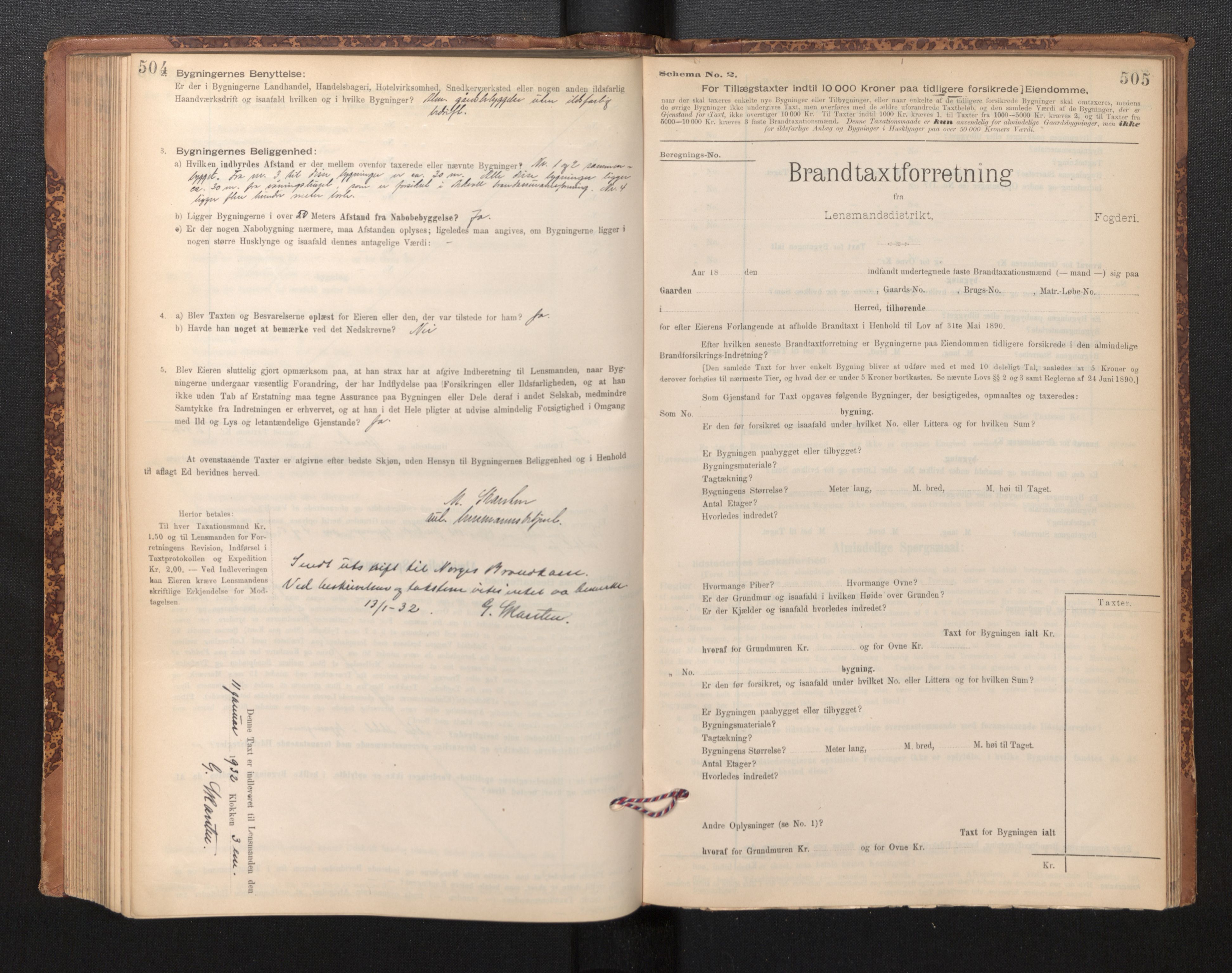 Lensmannen i Askvoll, SAB/A-26301/0012/L0004: Branntakstprotokoll, skjematakst og liste over branntakstmenn, 1895-1932, s. 504-505