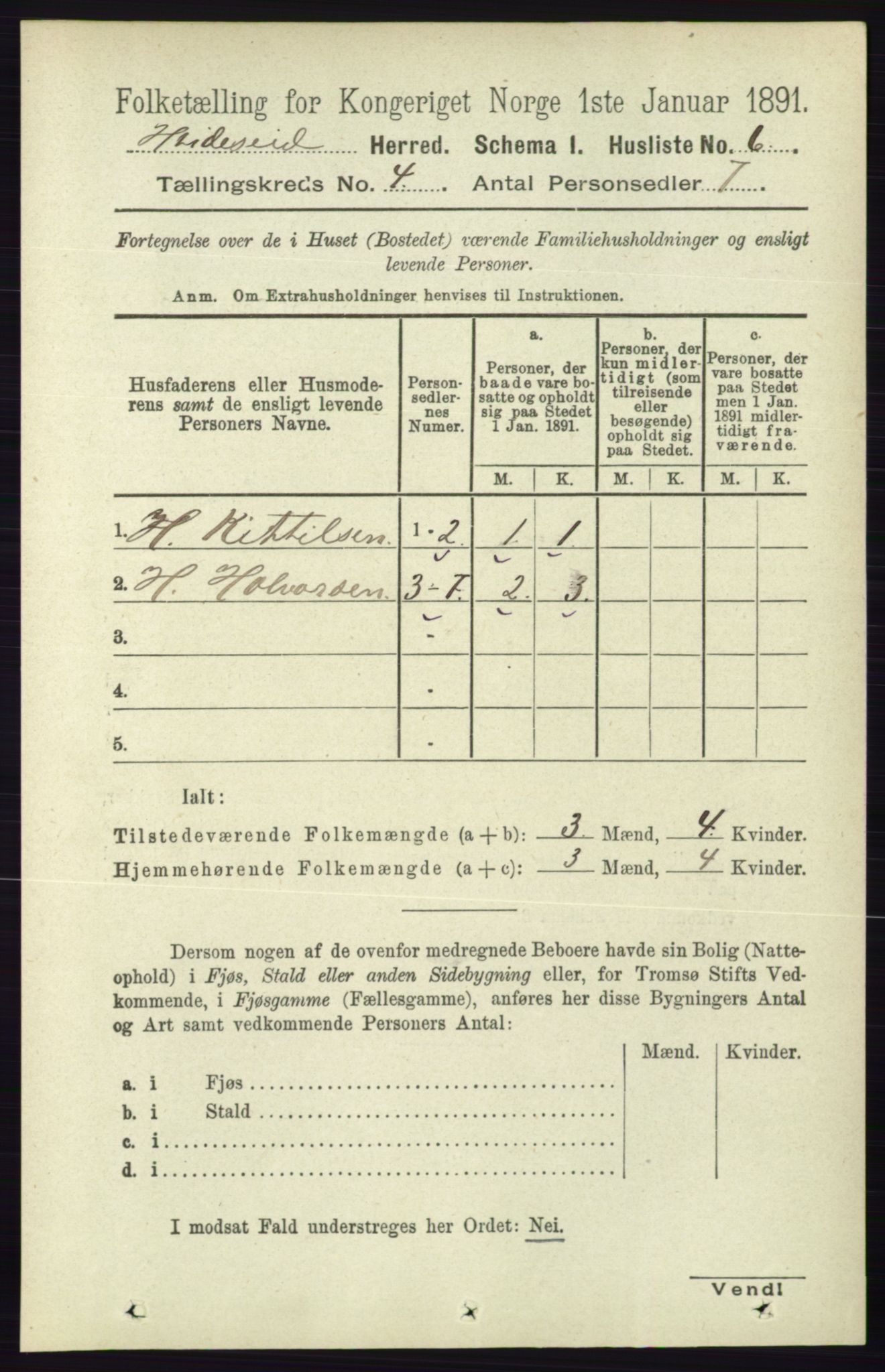 RA, Folketelling 1891 for 0829 Kviteseid herred, 1891, s. 710