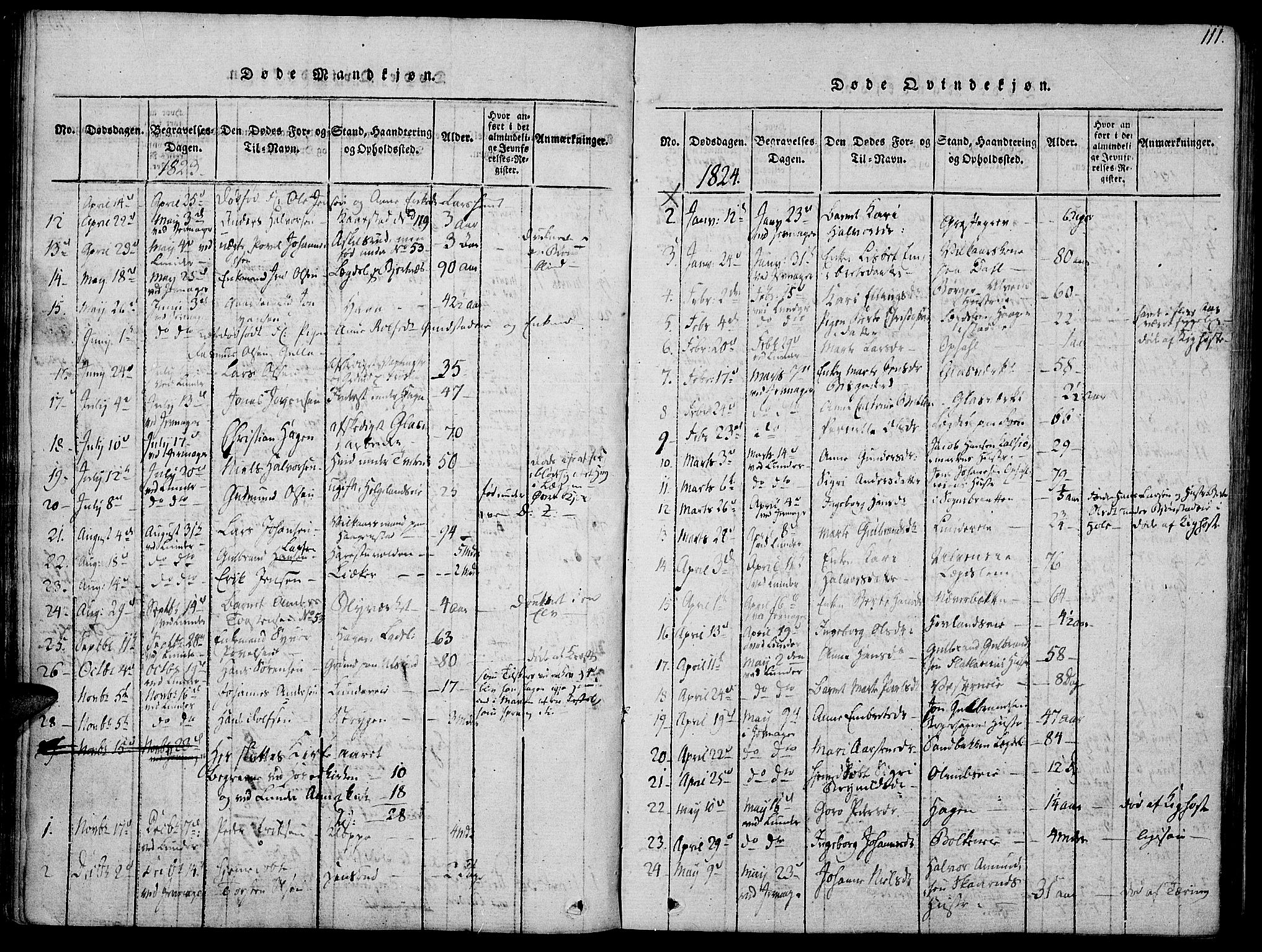 Jevnaker prestekontor, AV/SAH-PREST-116/H/Ha/Haa/L0005: Ministerialbok nr. 5, 1815-1837, s. 111