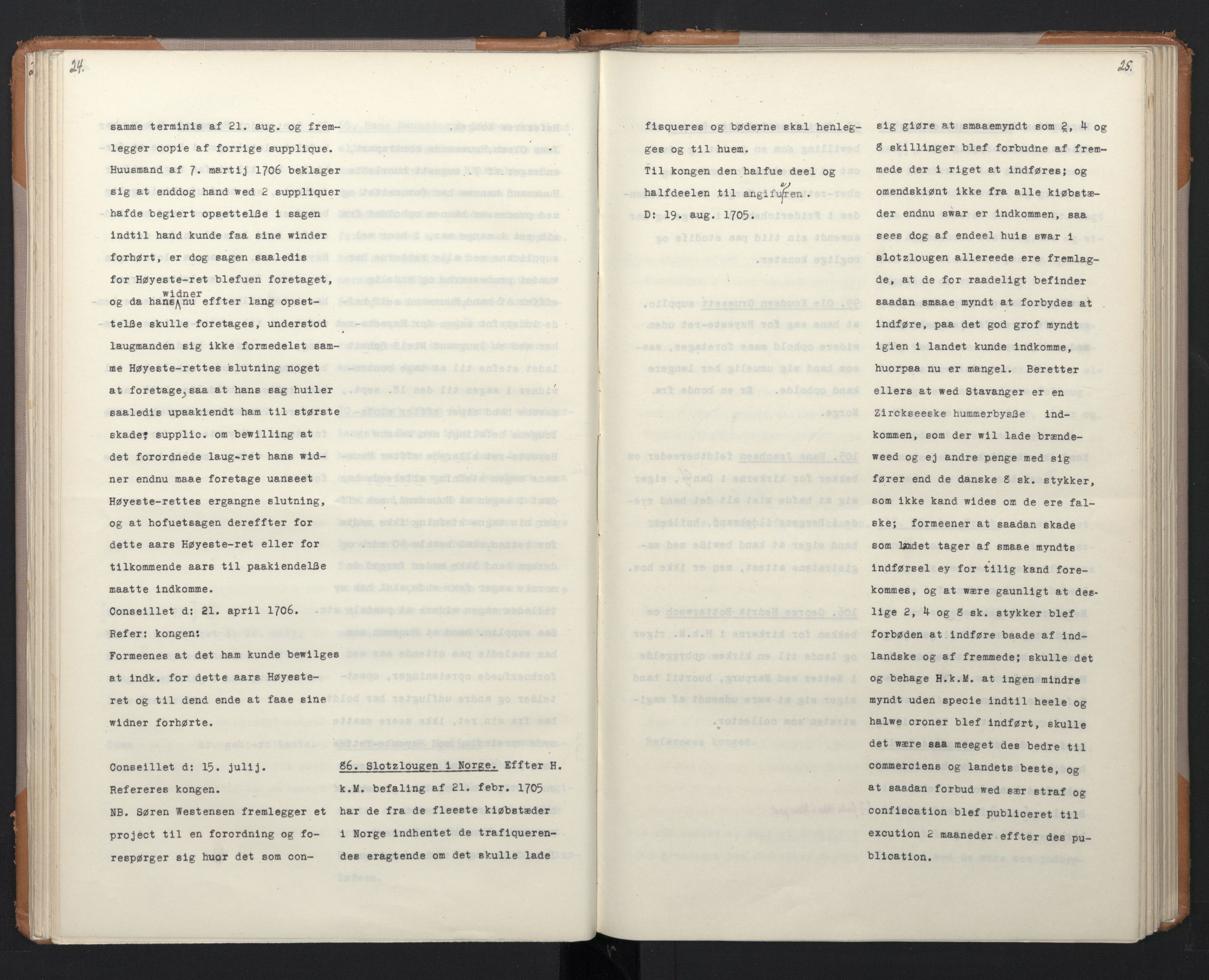 Avskriftsamlingen, AV/RA-EA-4022/F/Fa/L0073: Supplikker, 1705, s. 62